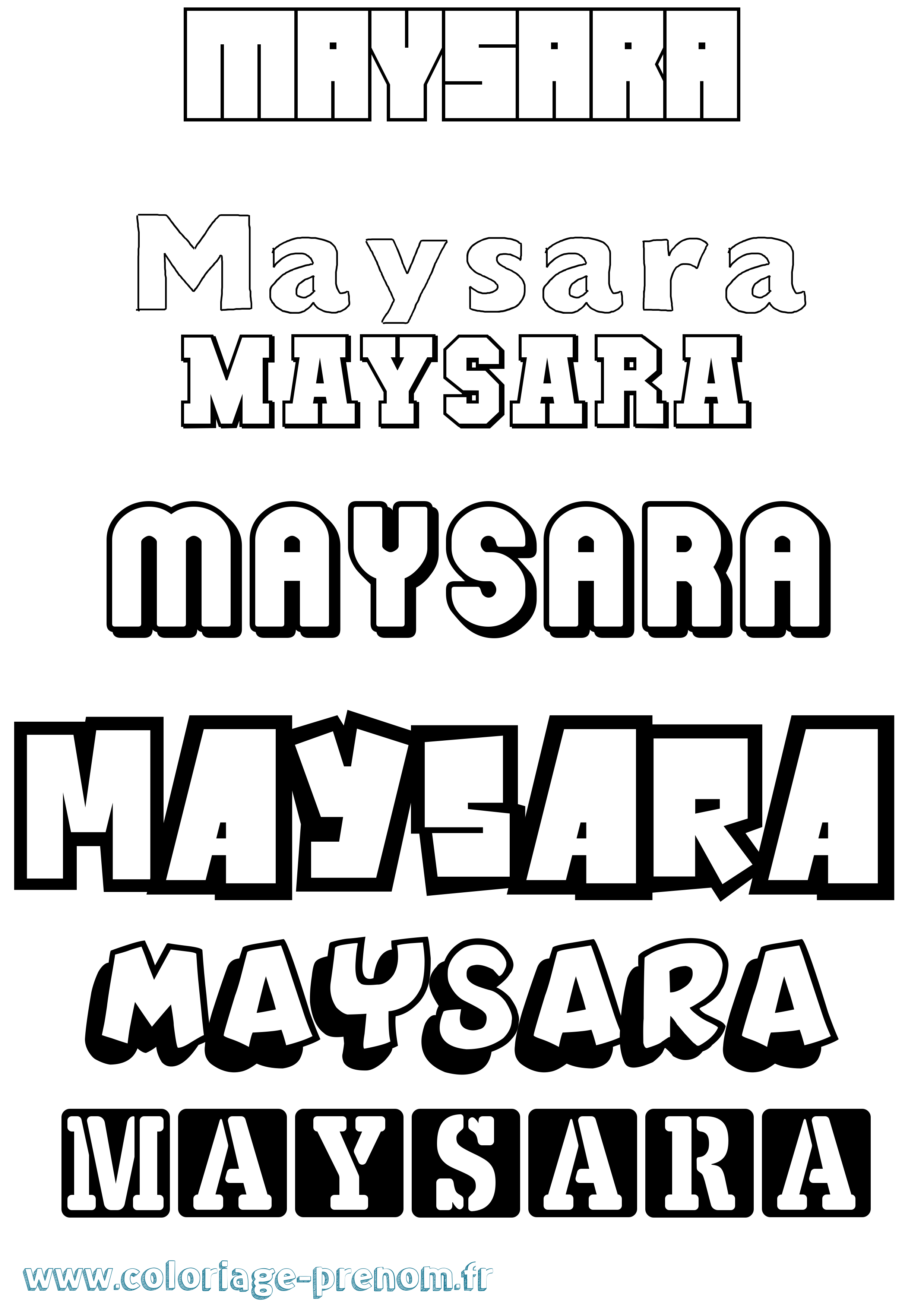 Coloriage prénom Maysara Simple