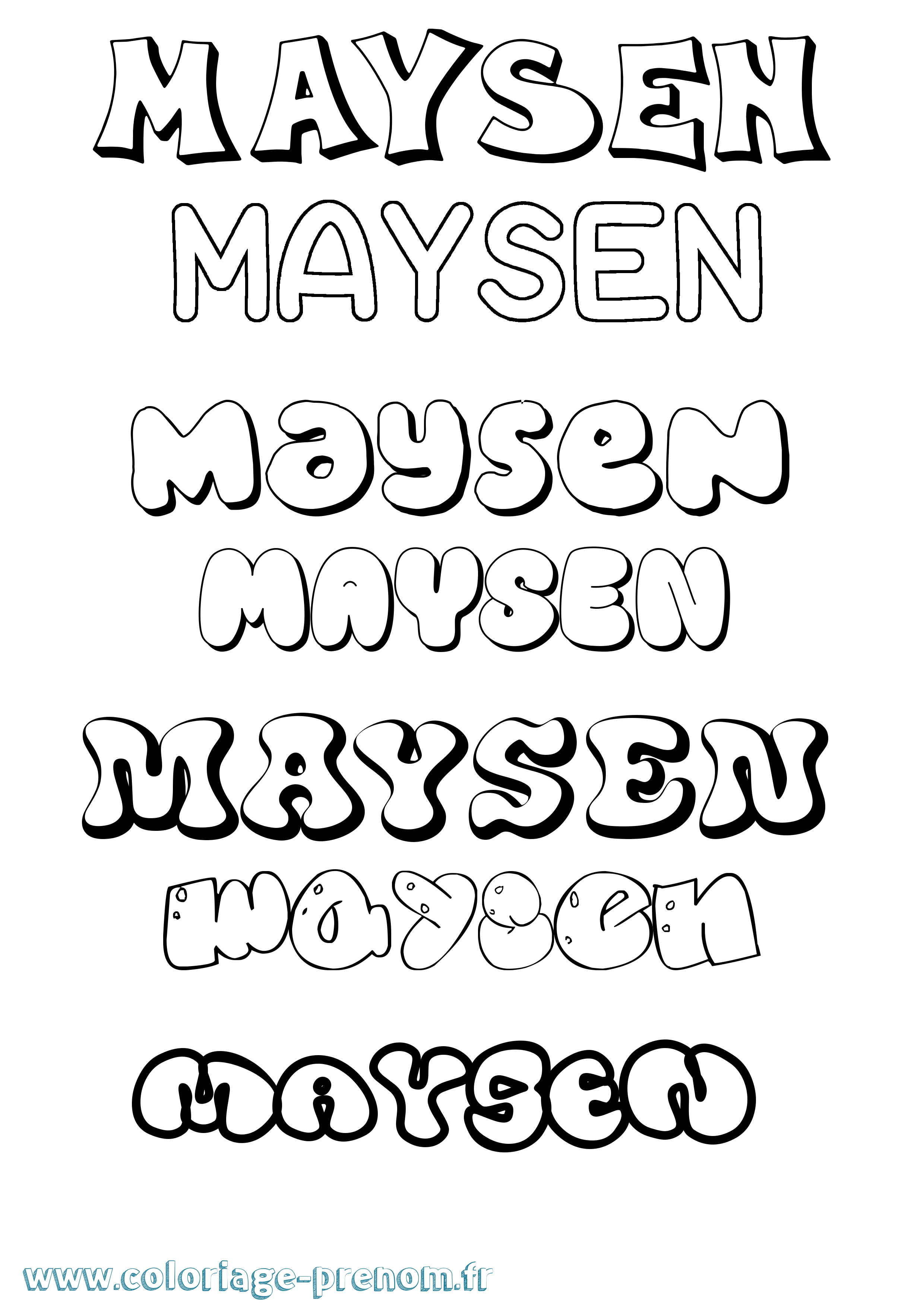Coloriage prénom Maysen Bubble