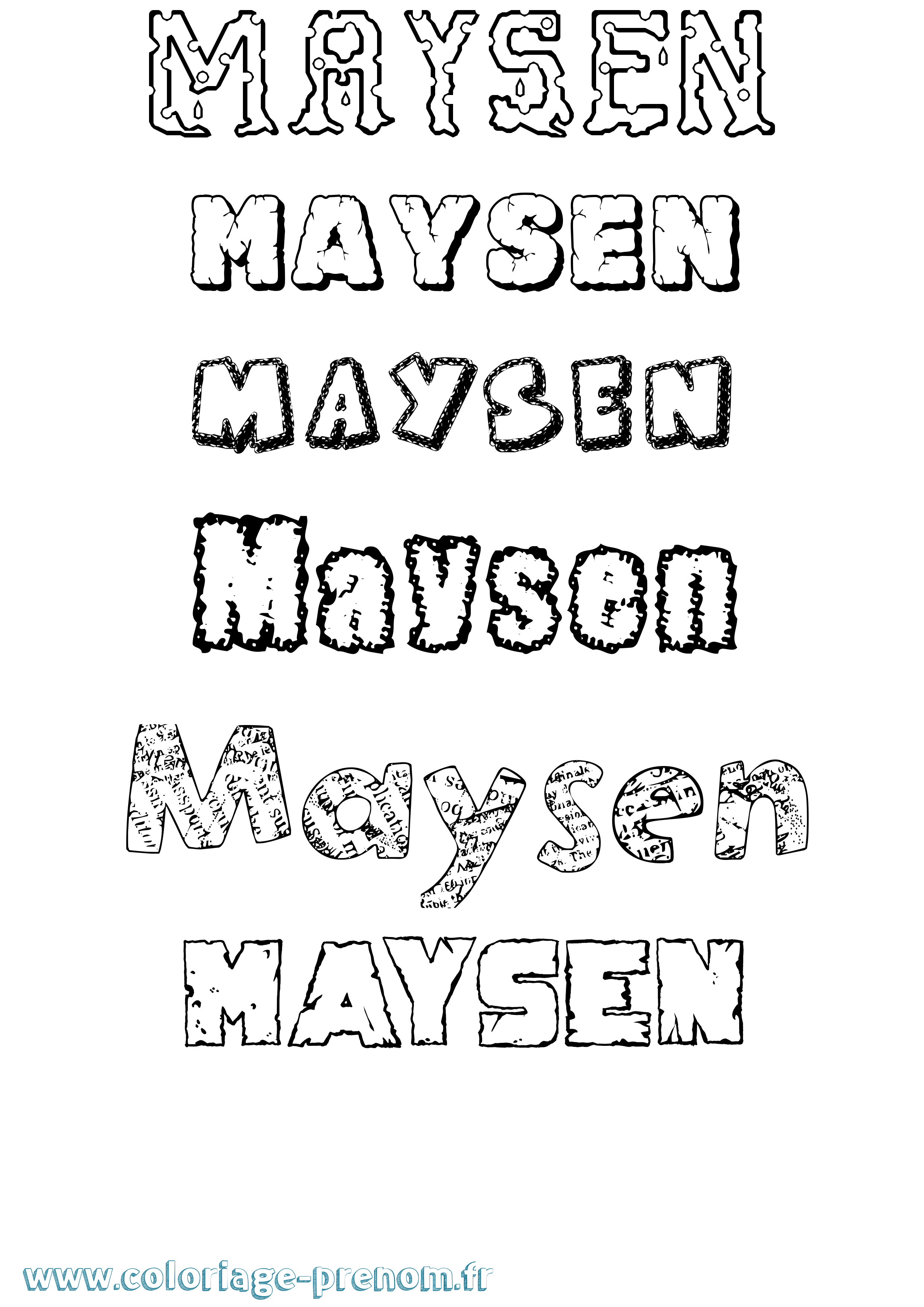 Coloriage prénom Maysen Destructuré