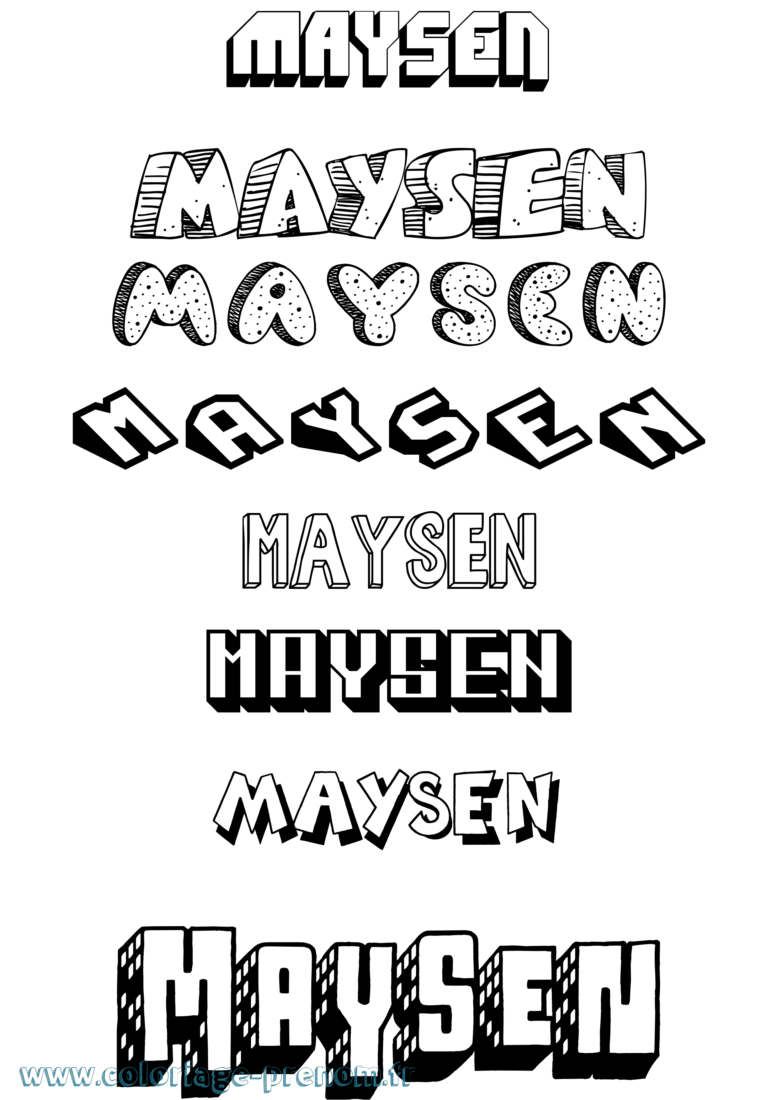 Coloriage prénom Maysen Effet 3D