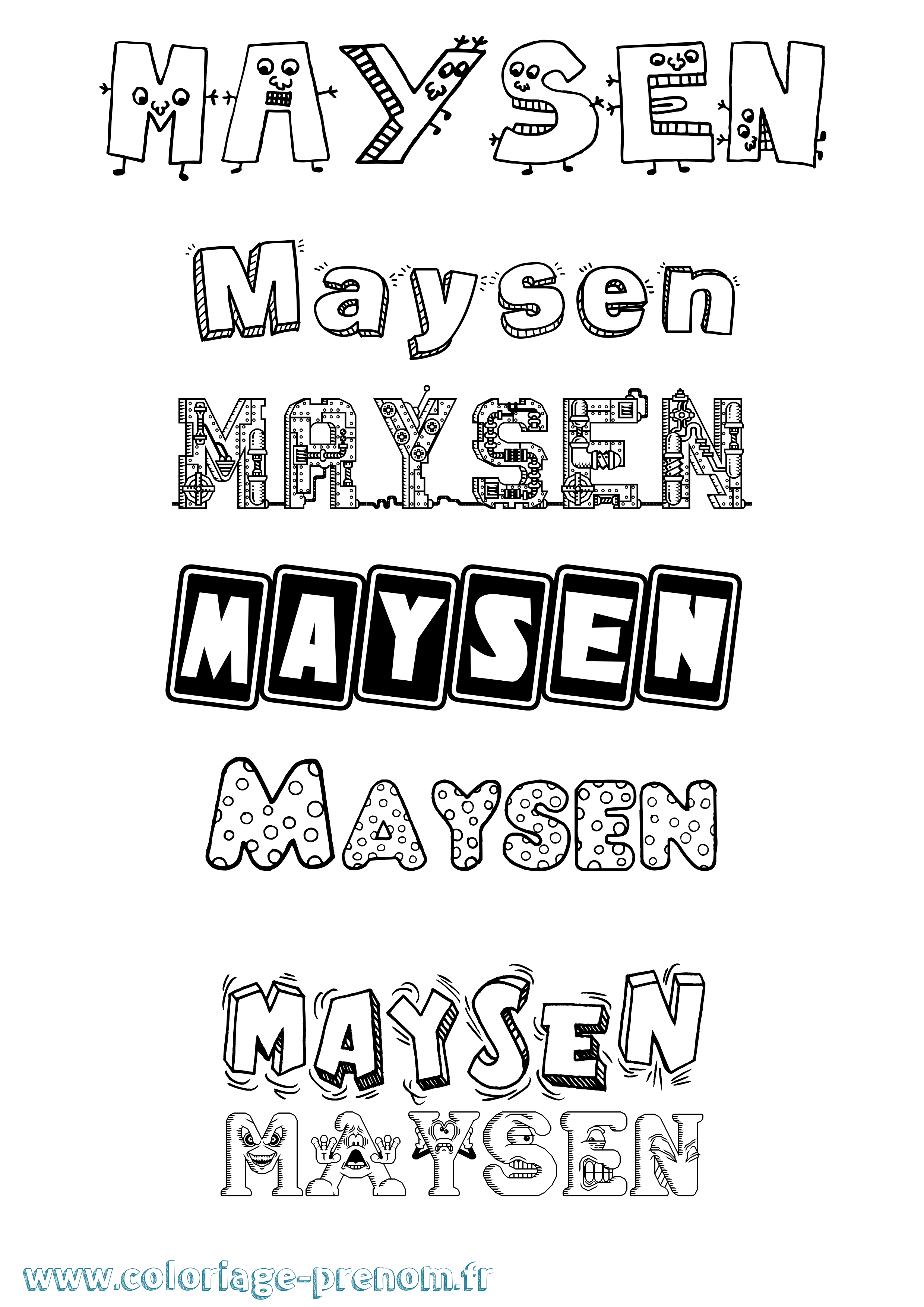 Coloriage prénom Maysen Fun