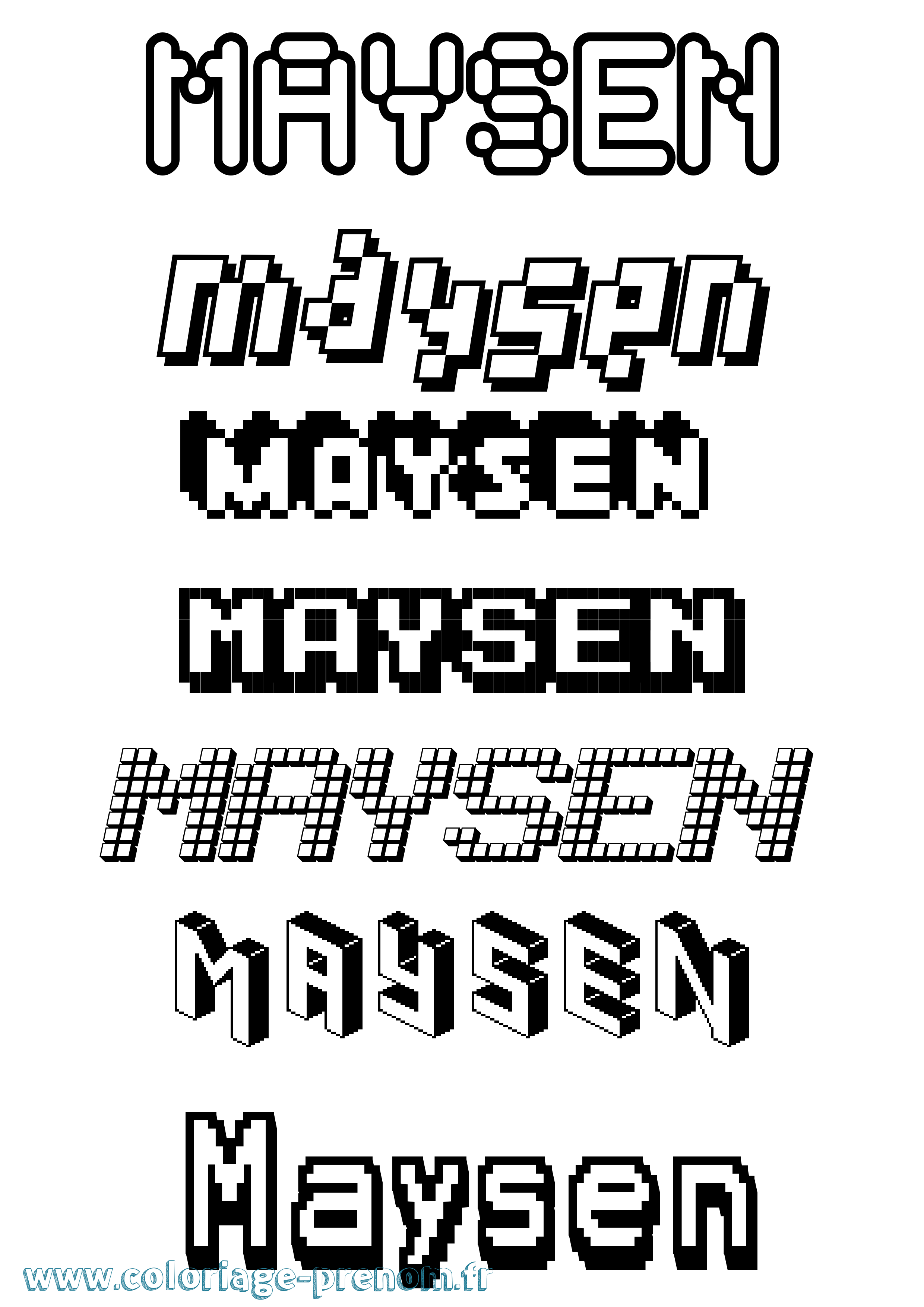 Coloriage prénom Maysen Pixel