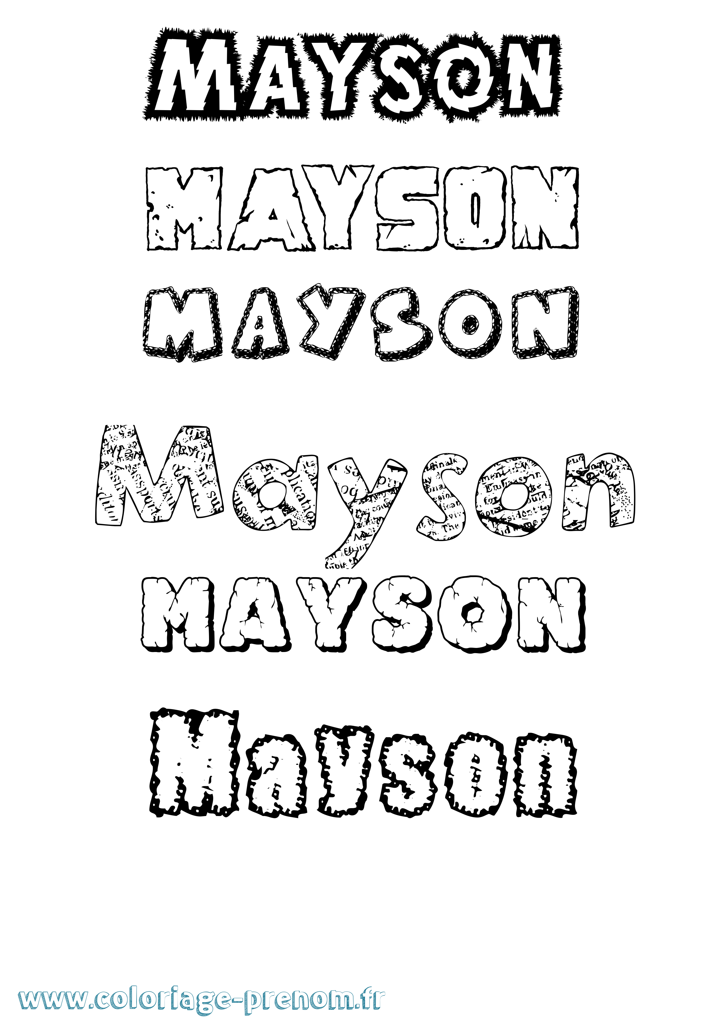 Coloriage prénom Mayson Destructuré