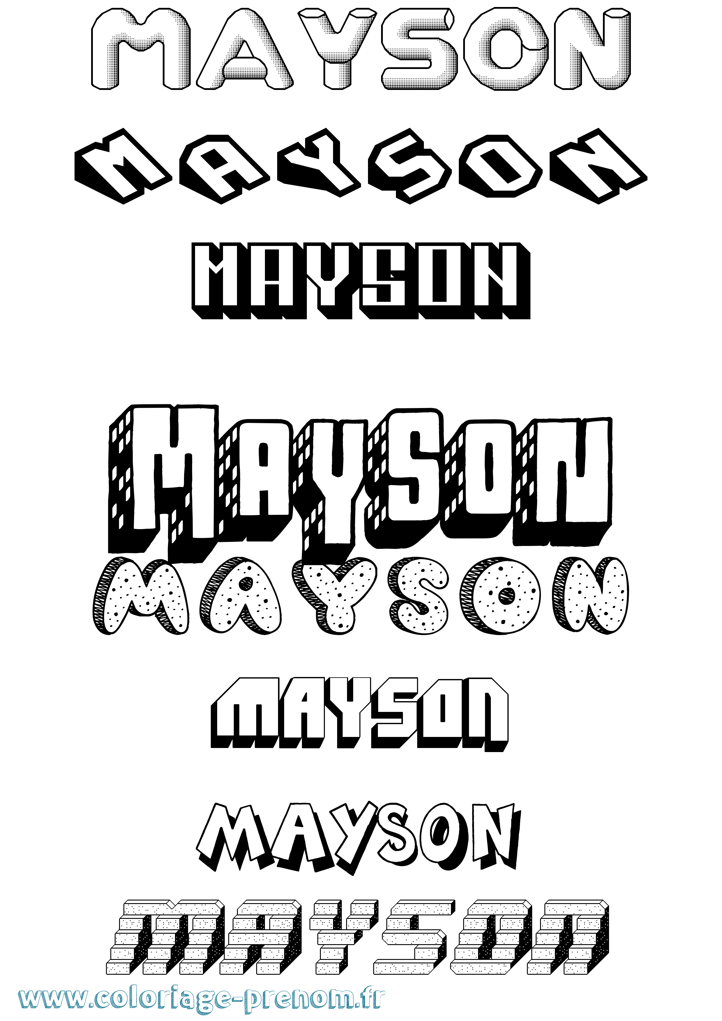 Coloriage prénom Mayson Effet 3D