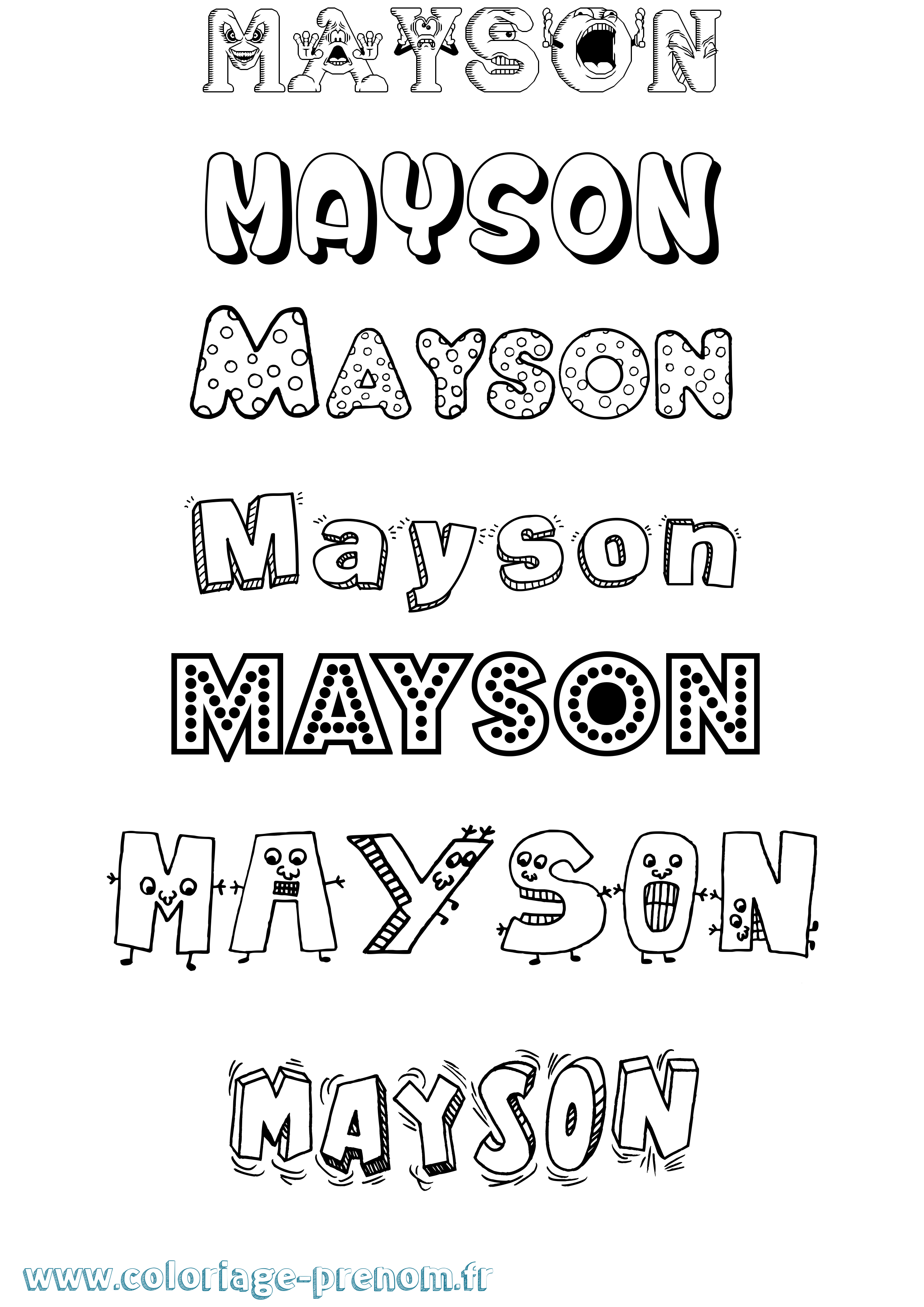 Coloriage prénom Mayson Fun