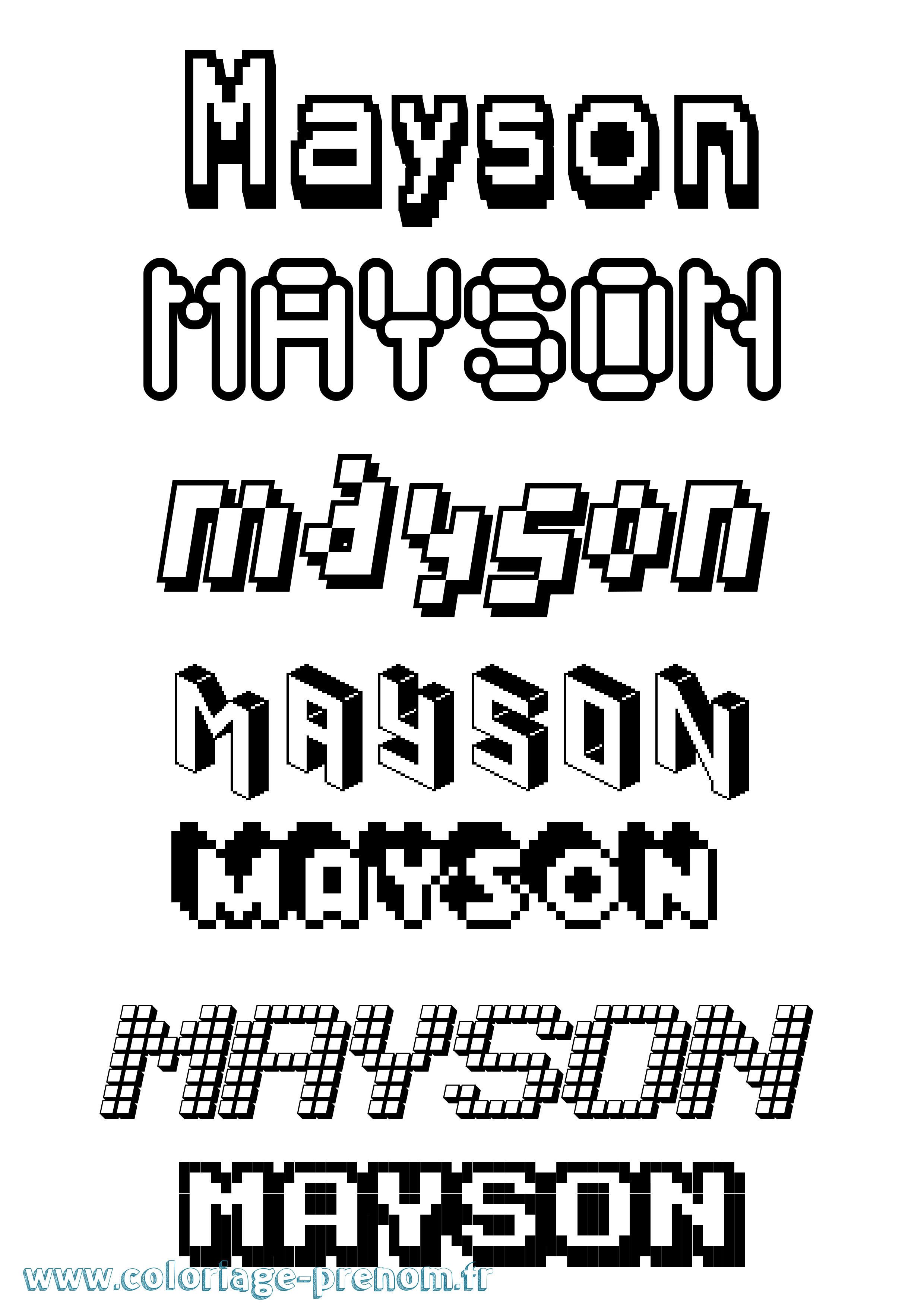 Coloriage prénom Mayson Pixel