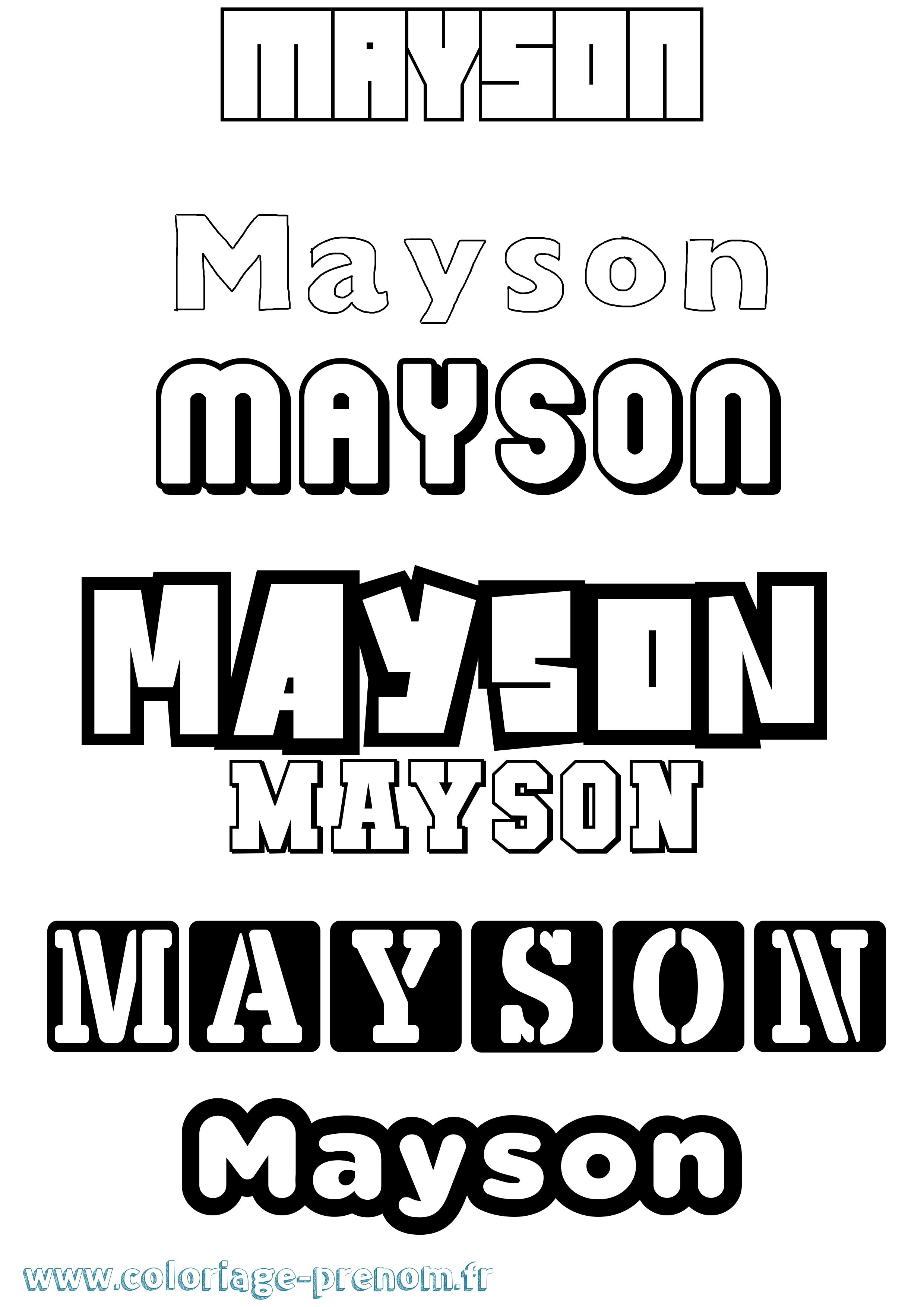 Coloriage prénom Mayson Simple