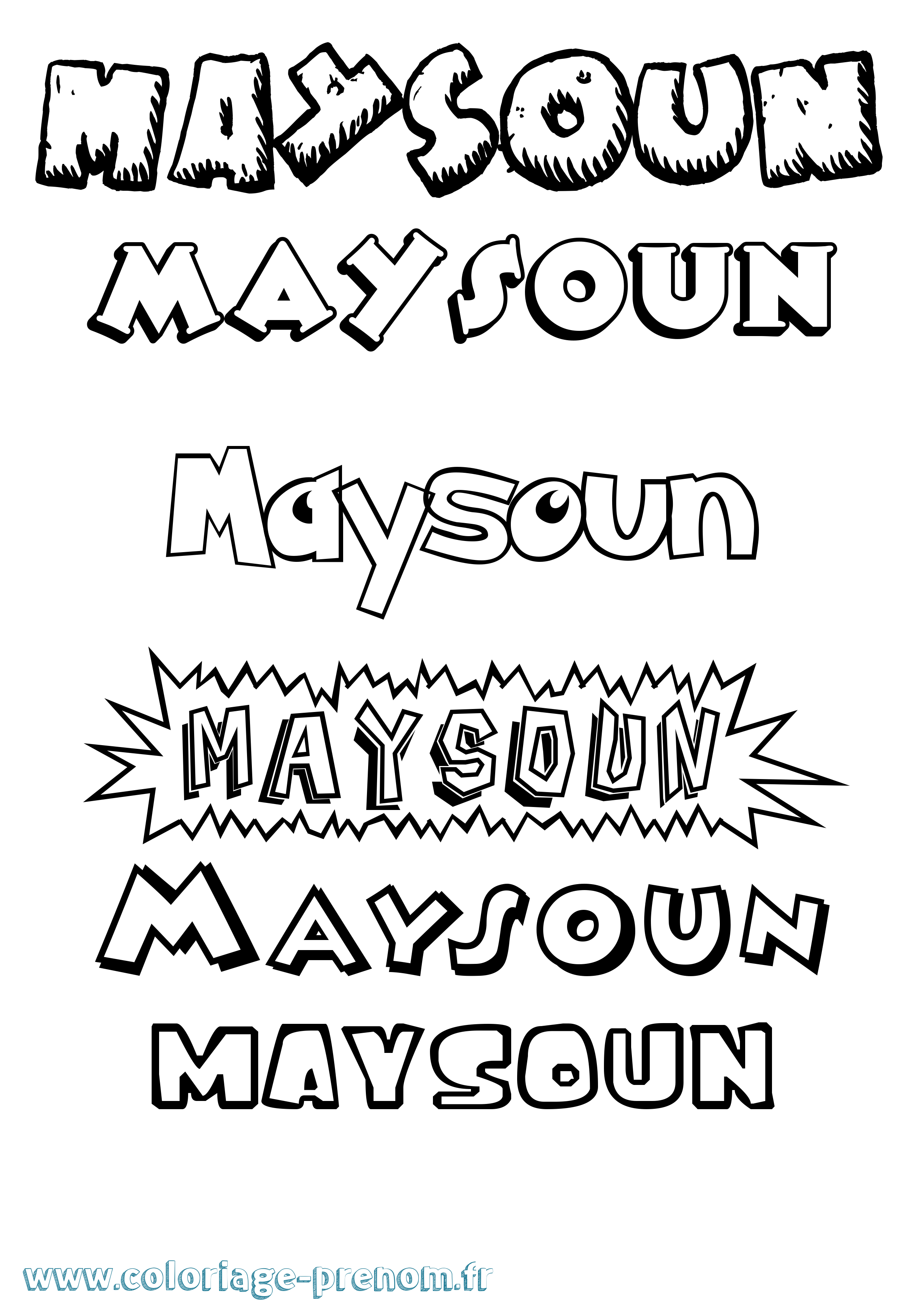 Coloriage prénom Maysoun Dessin Animé
