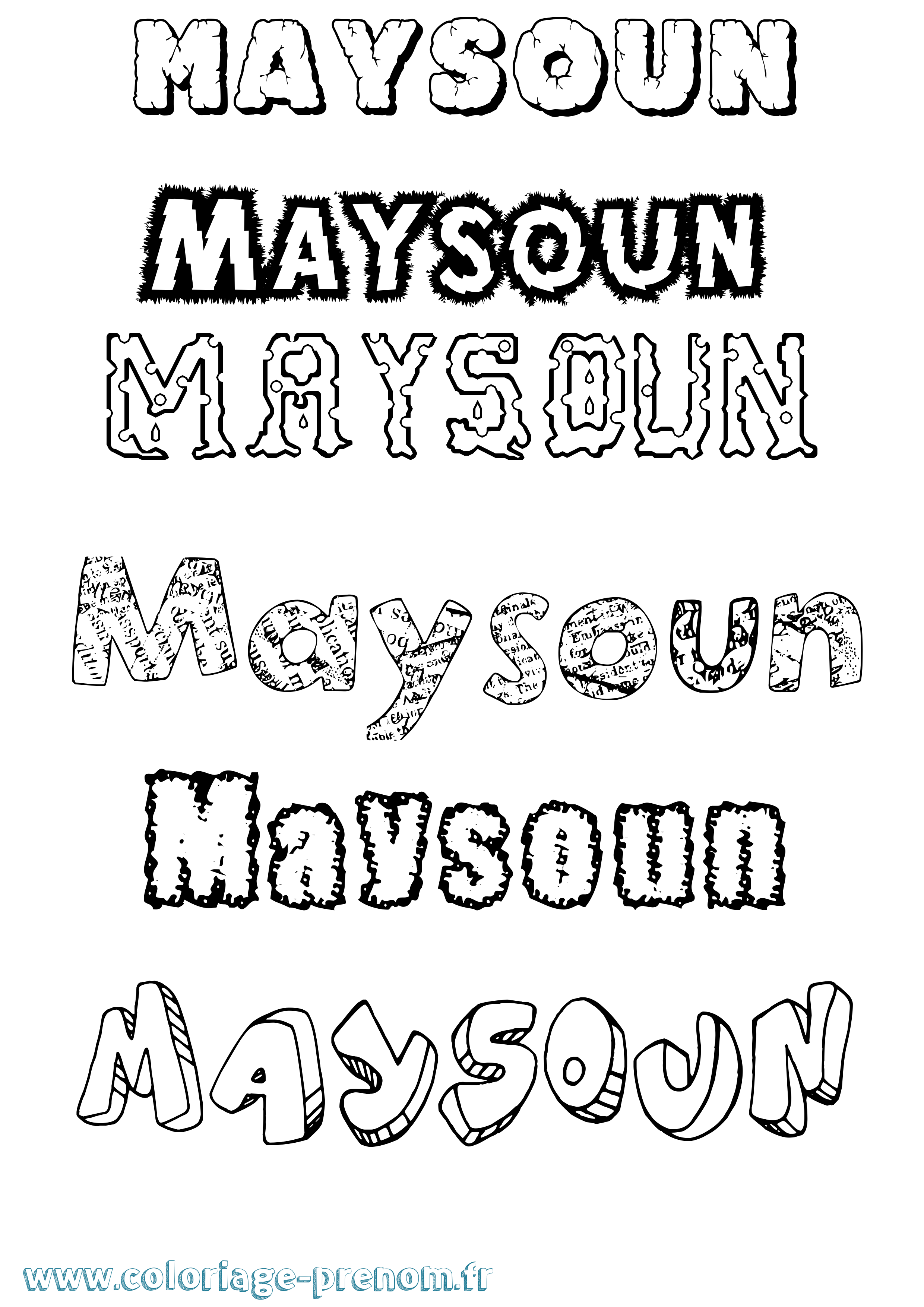 Coloriage prénom Maysoun Destructuré