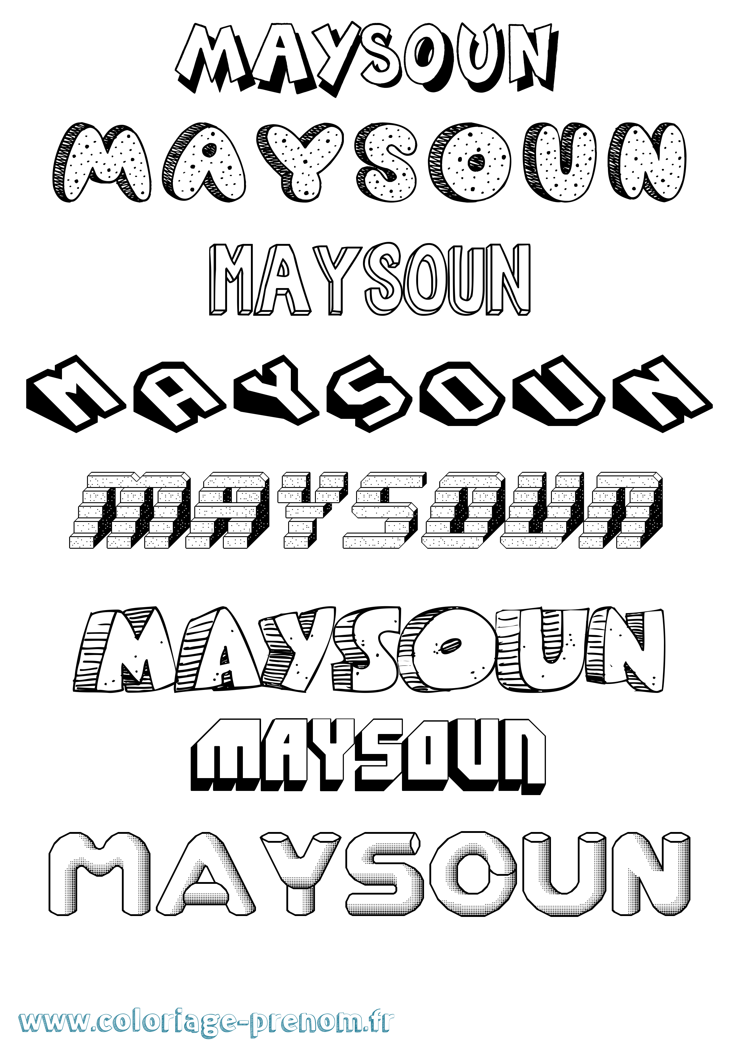 Coloriage prénom Maysoun Effet 3D
