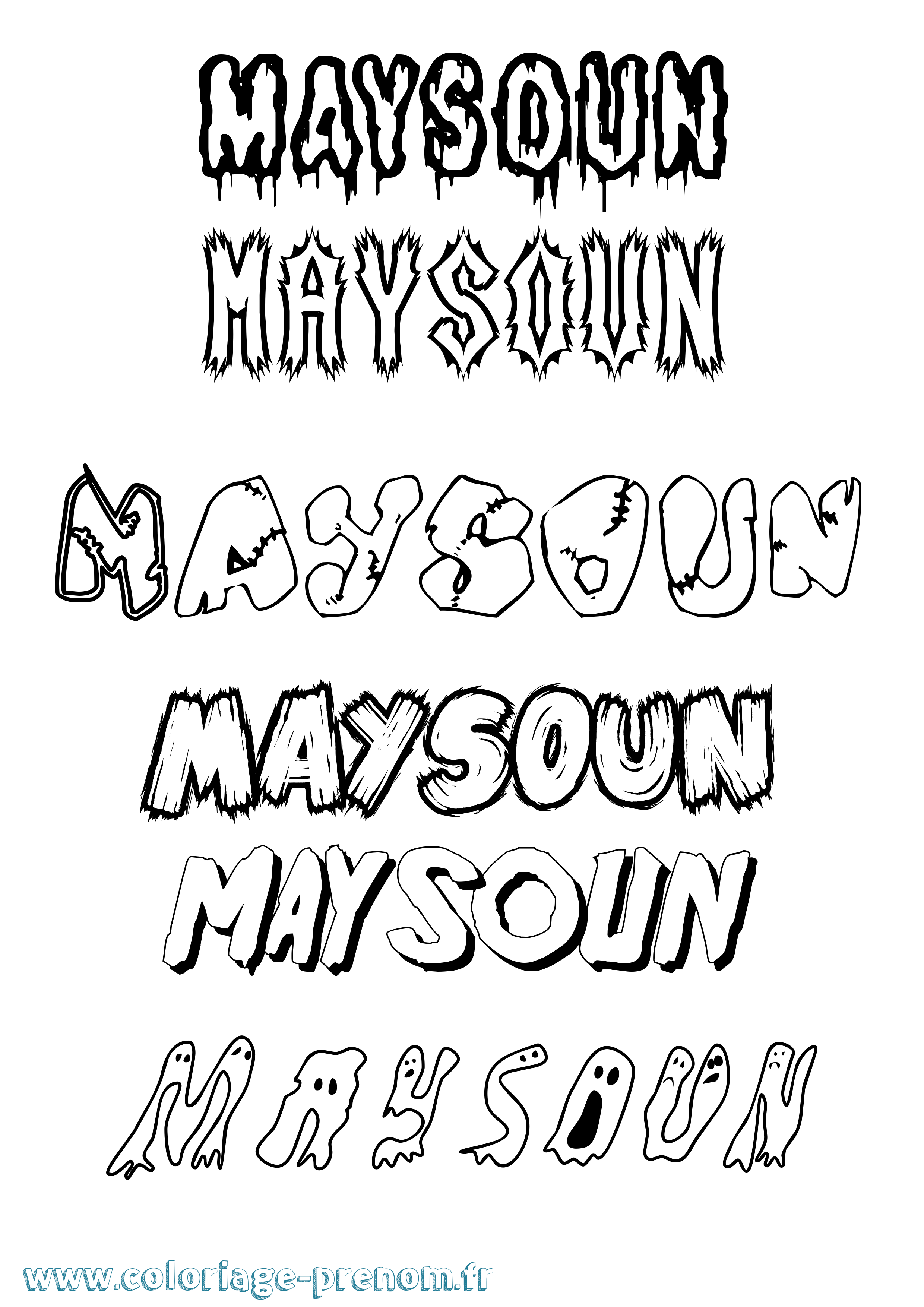 Coloriage prénom Maysoun Frisson