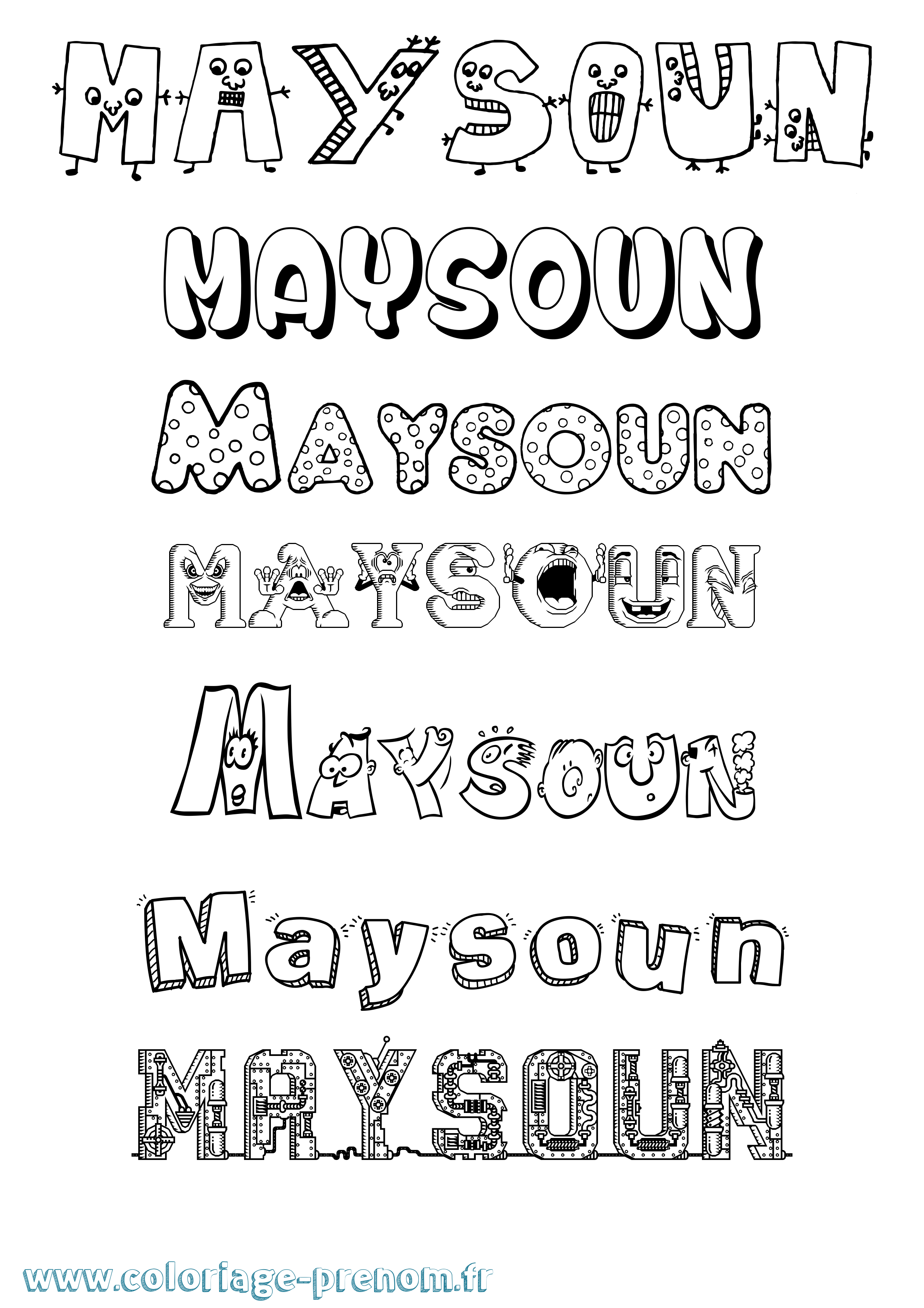 Coloriage prénom Maysoun Fun