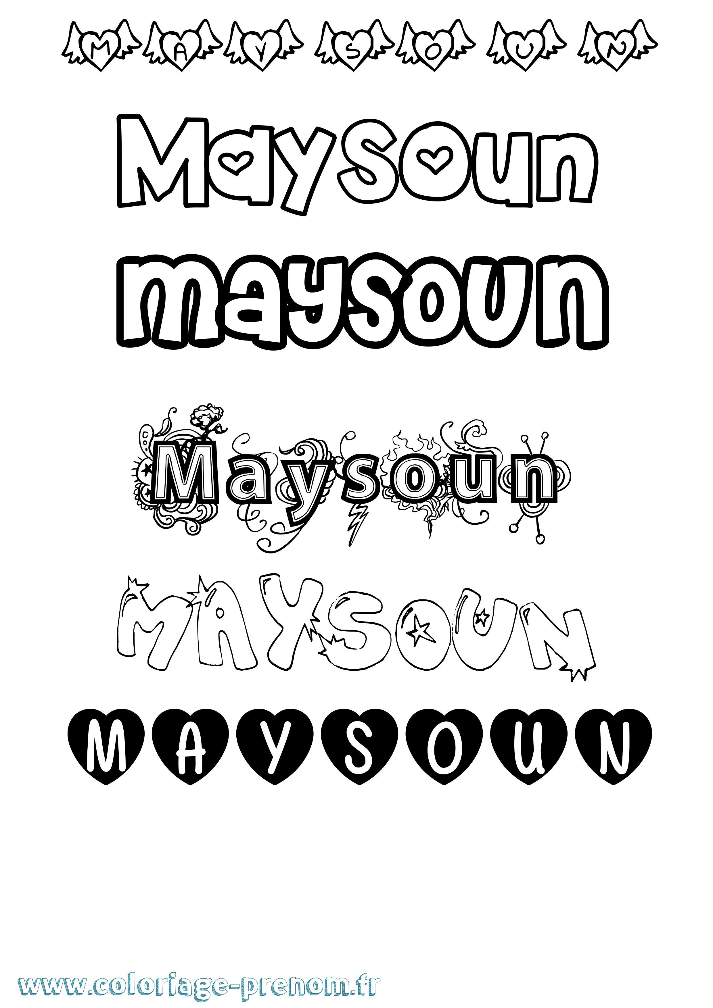 Coloriage prénom Maysoun Girly