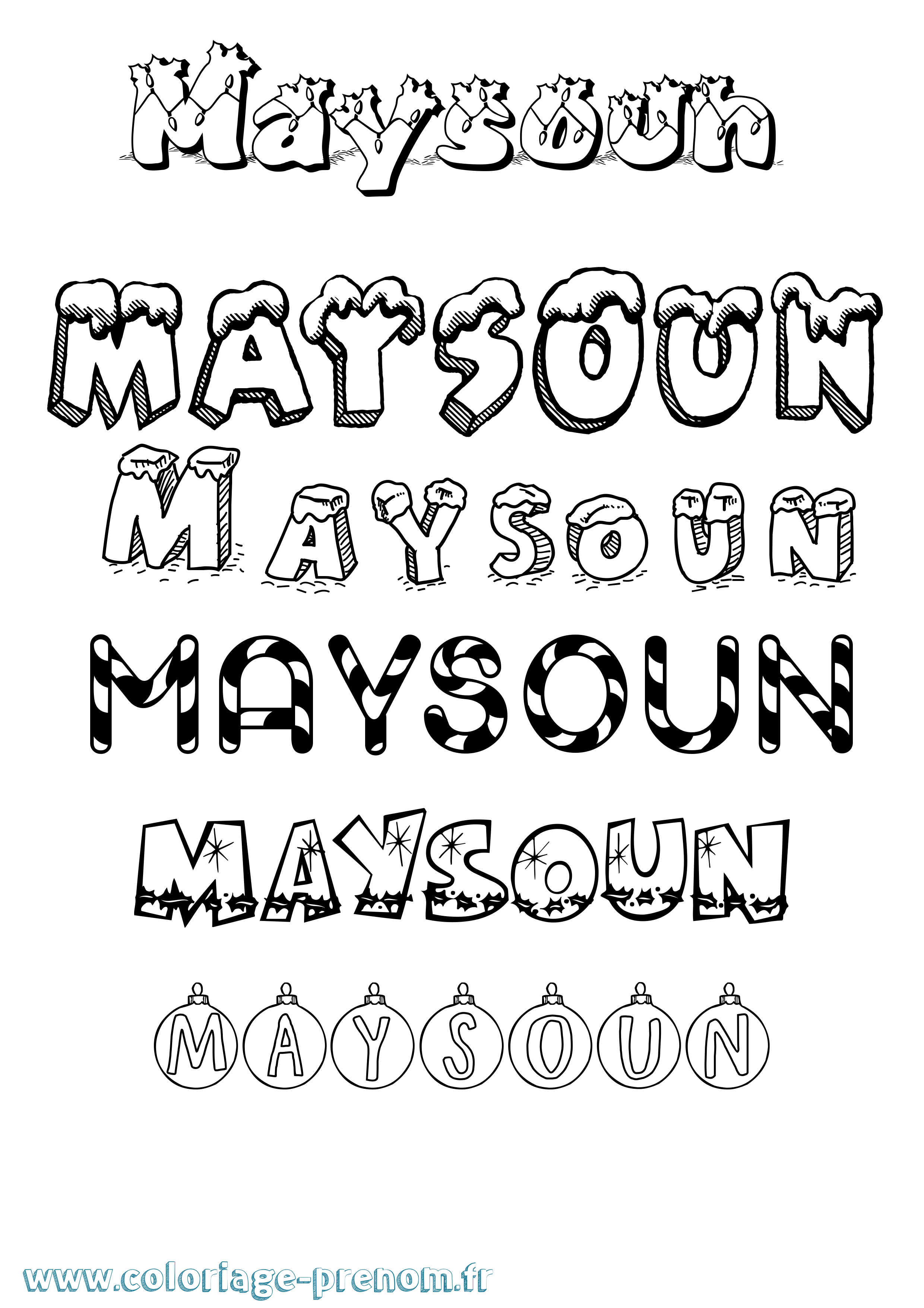 Coloriage prénom Maysoun Noël