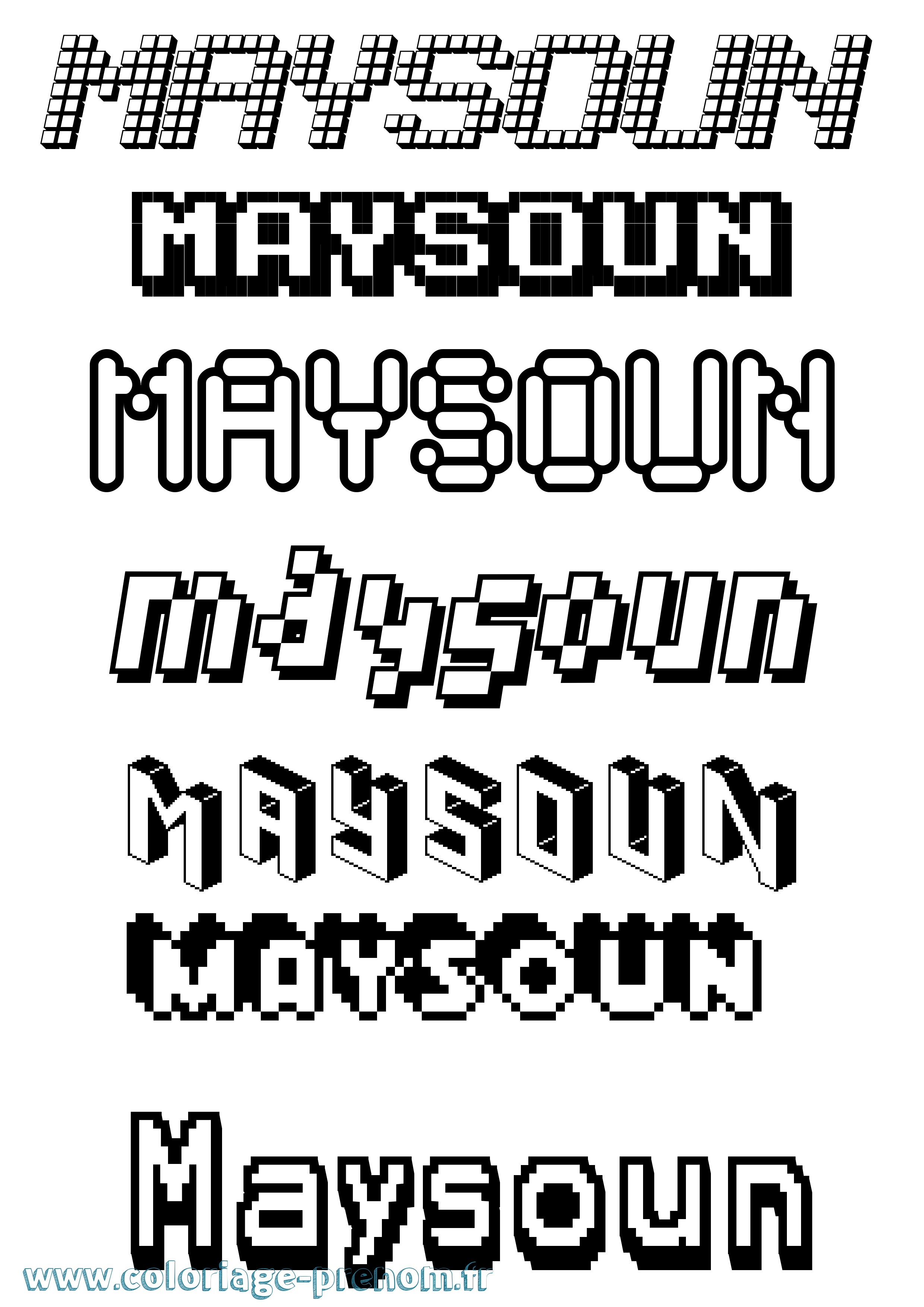 Coloriage prénom Maysoun Pixel