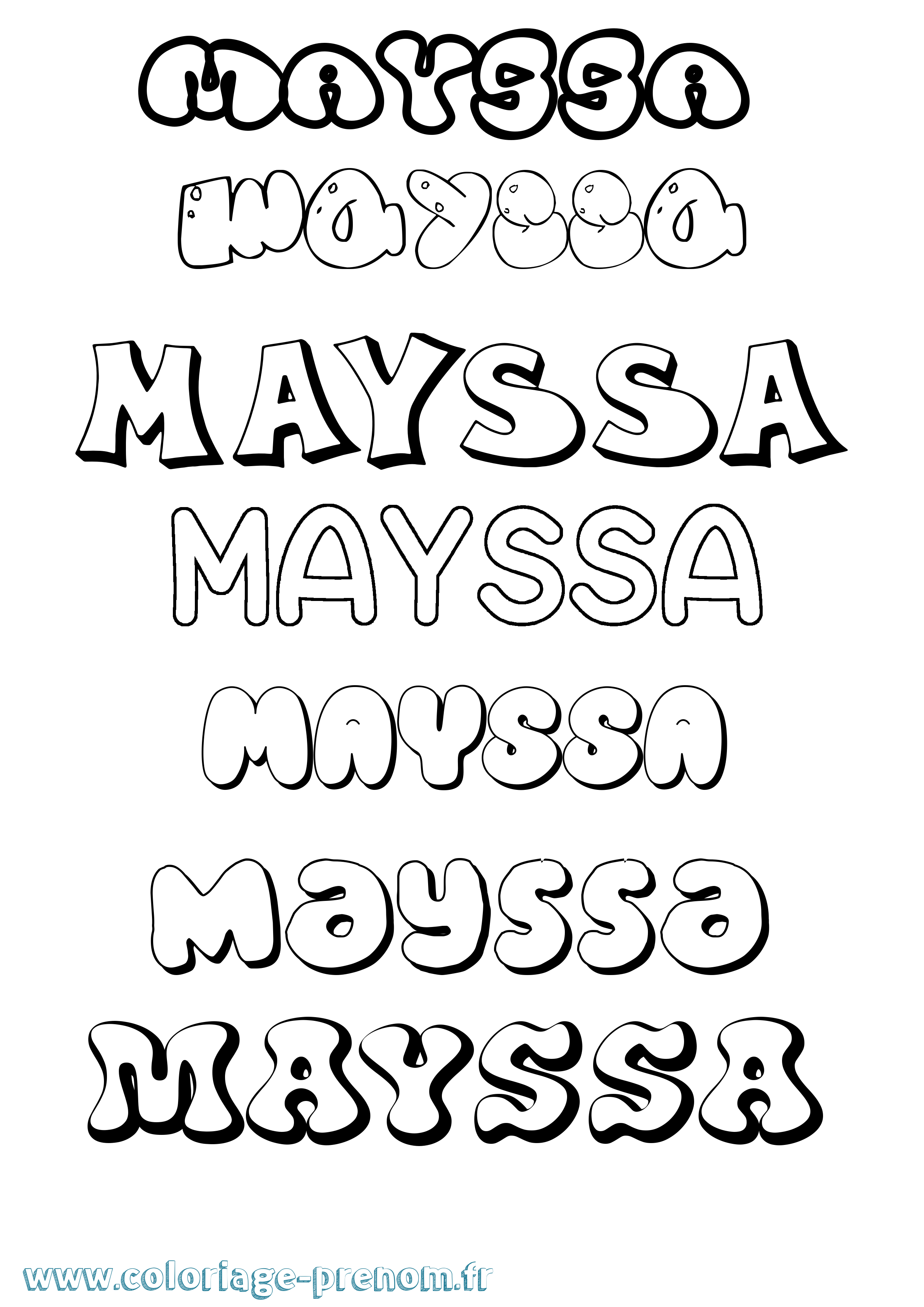 Coloriage Mayssa Bubble Coloriage prénom Mayssa Bubble