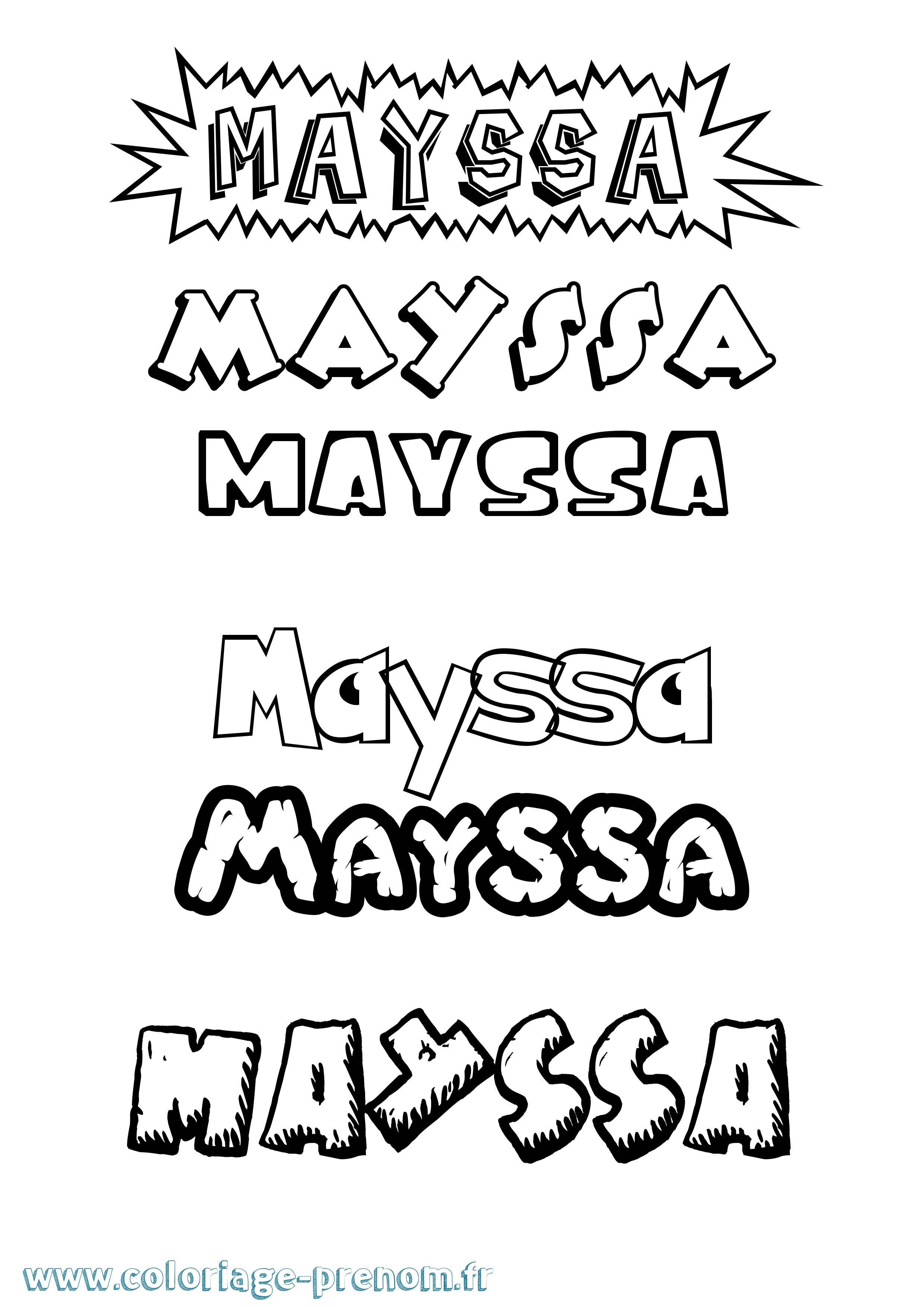 Coloriage Mayssa Dessin Animé Coloriage prénom Mayssa Dessin Animé