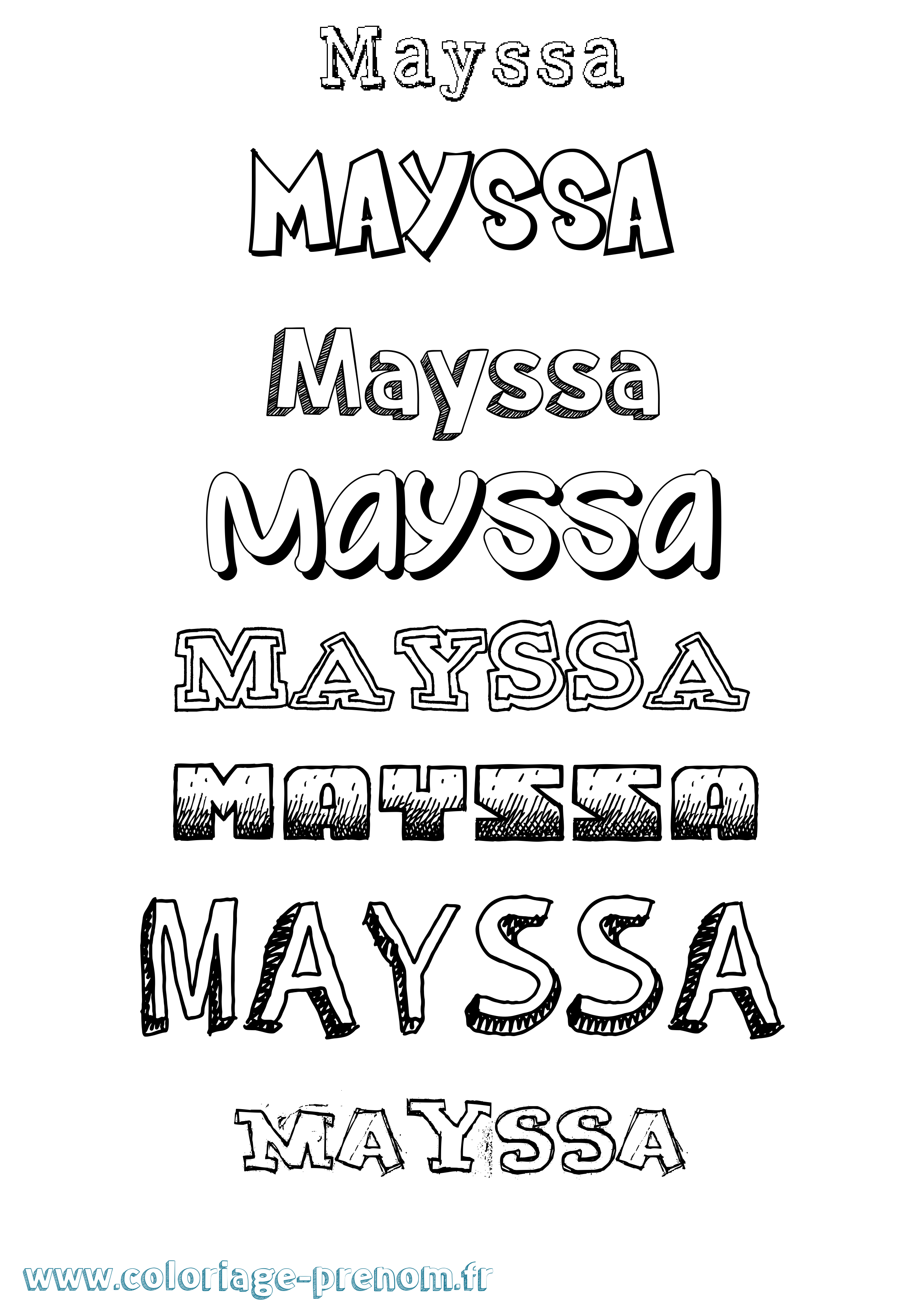 Coloriage prénom Mayssa Dessiné