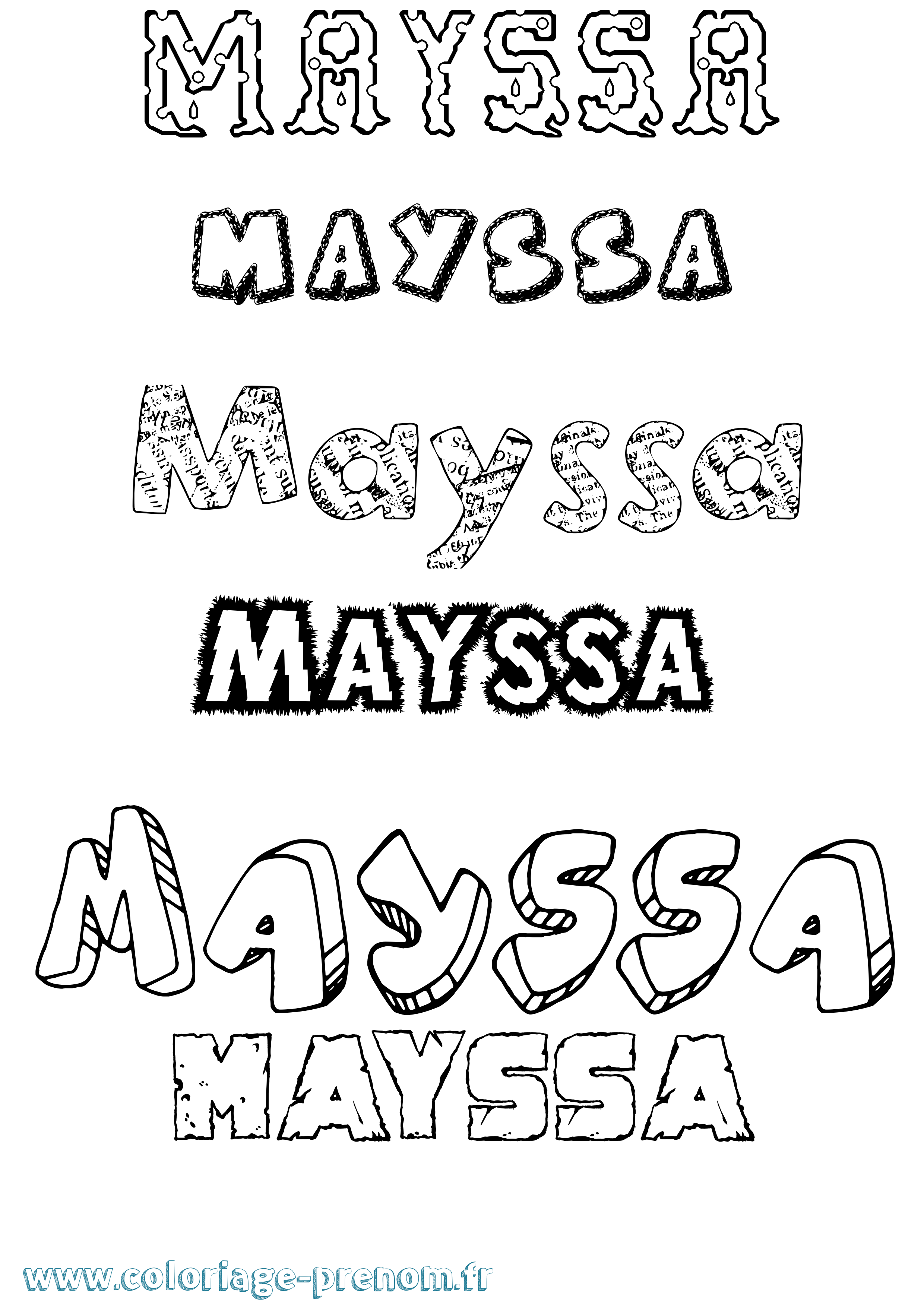 Coloriage Mayssa Destructuré Coloriage prénom Mayssa Destructuré