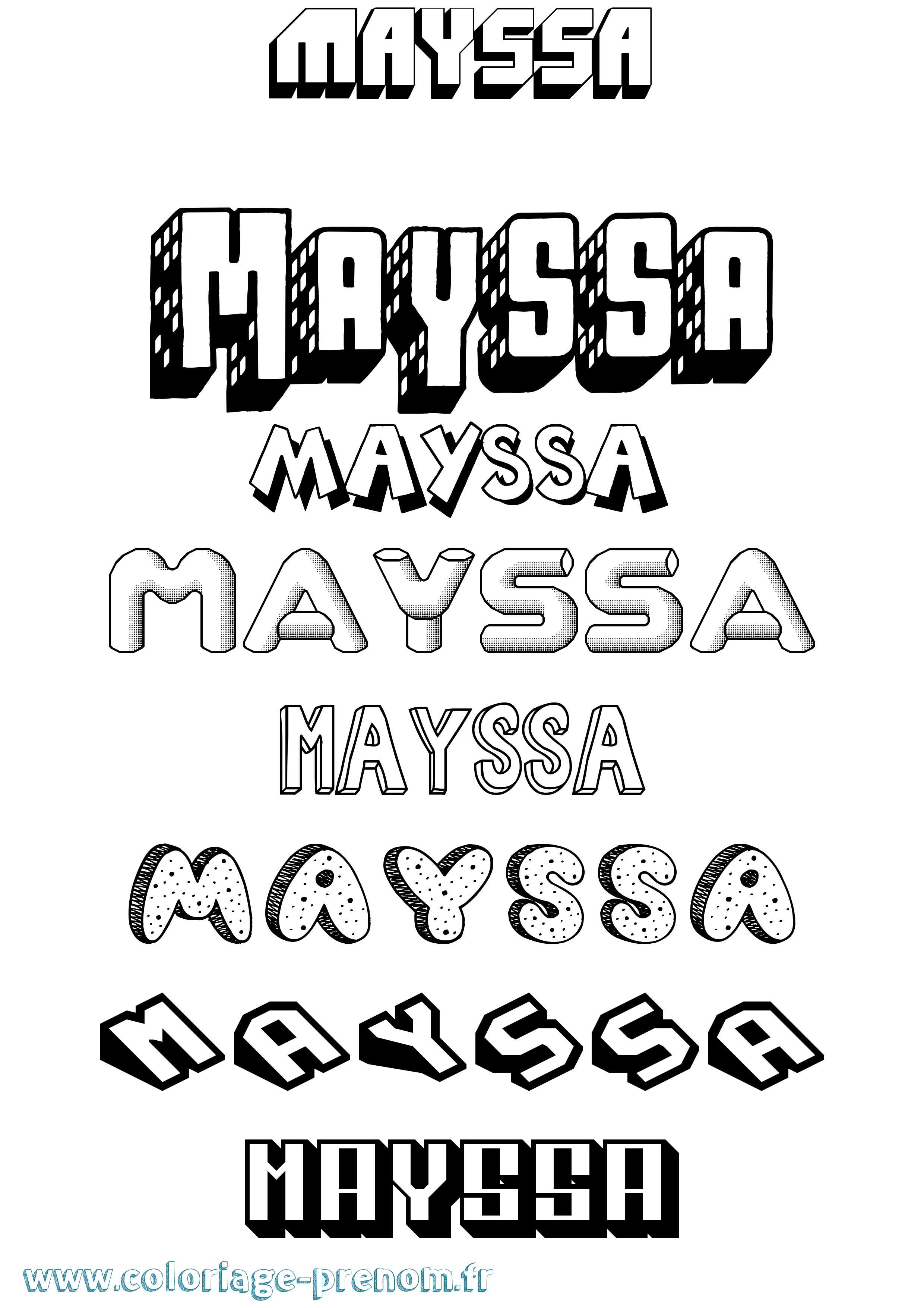 Coloriage Mayssa Effet 3D Coloriage prénom Mayssa Effet 3D