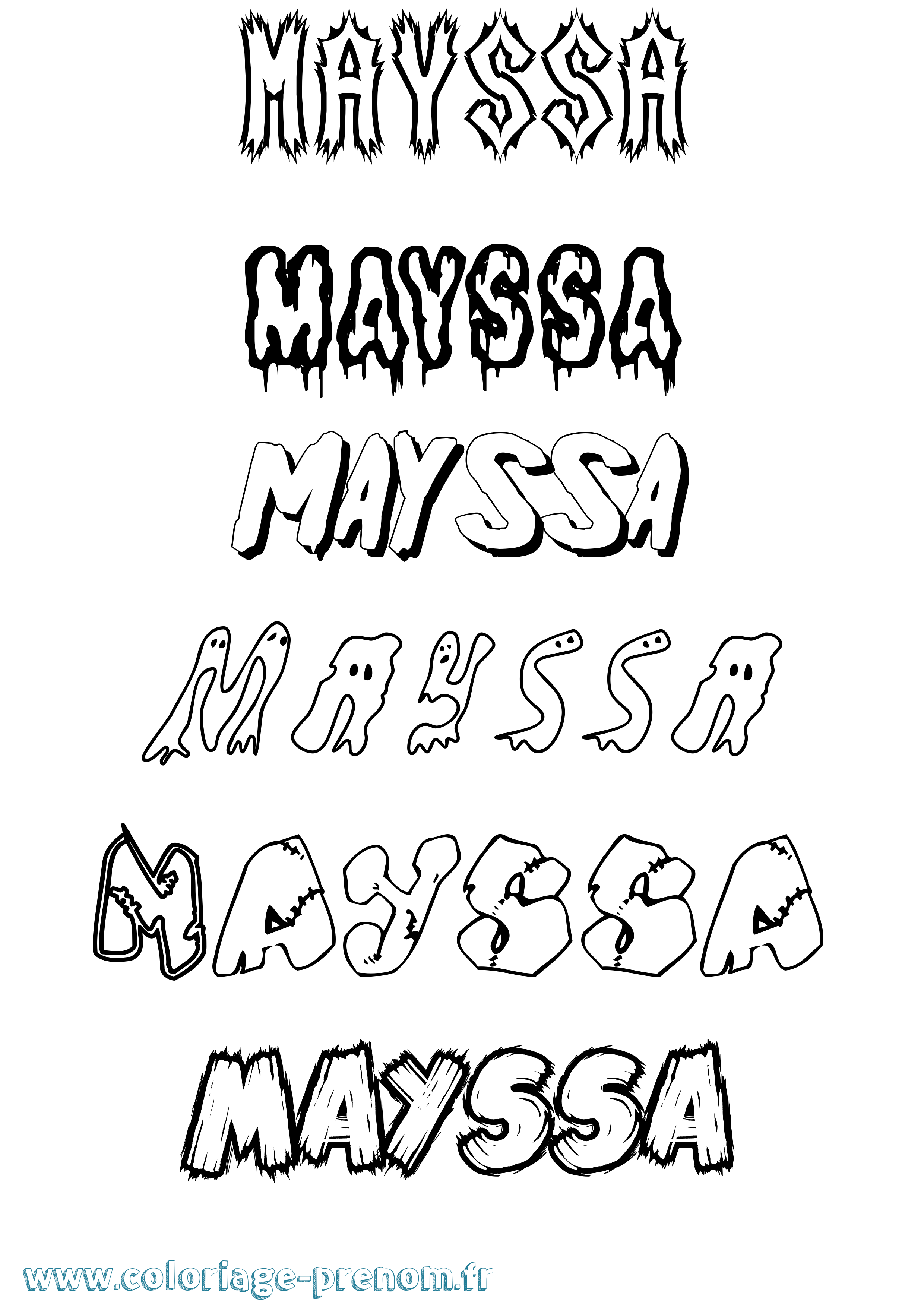 Coloriage prénom Mayssa Frisson