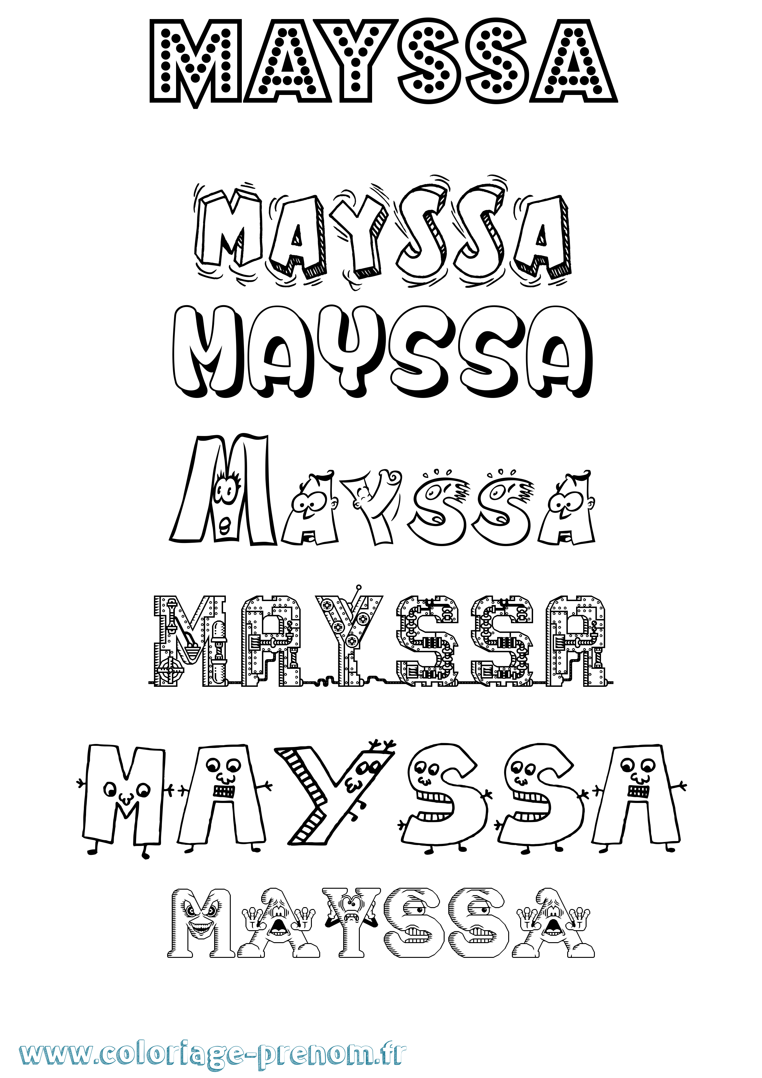 Coloriage prénom Mayssa Fun