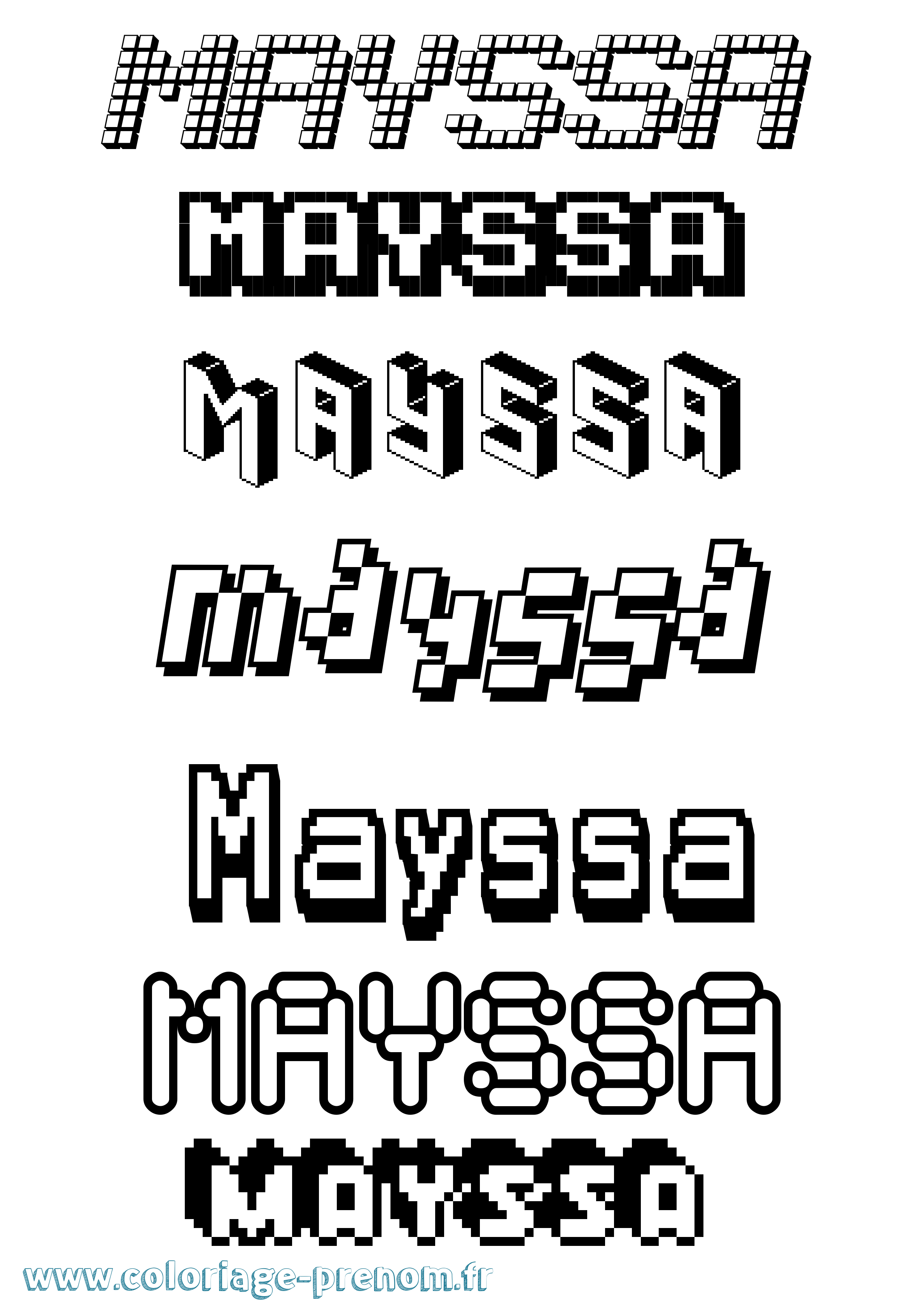 Coloriage prénom Mayssa Pixel