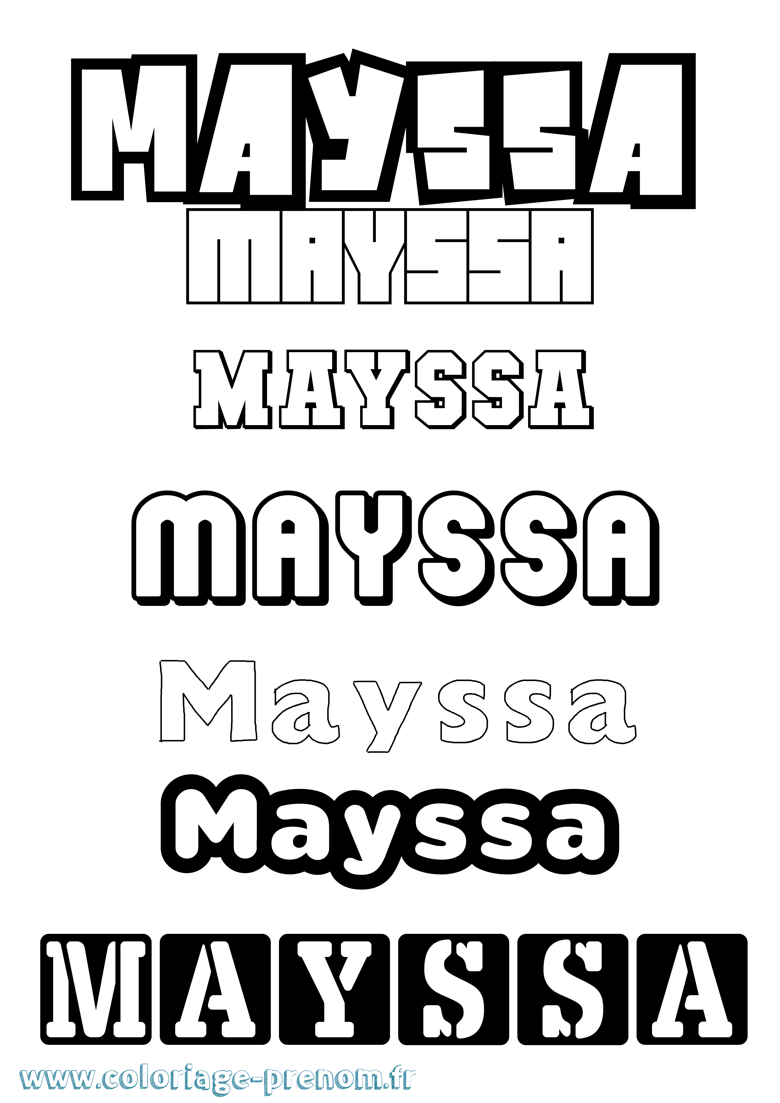 Coloriage Mayssa Simple Coloriage prénom Mayssa Simple