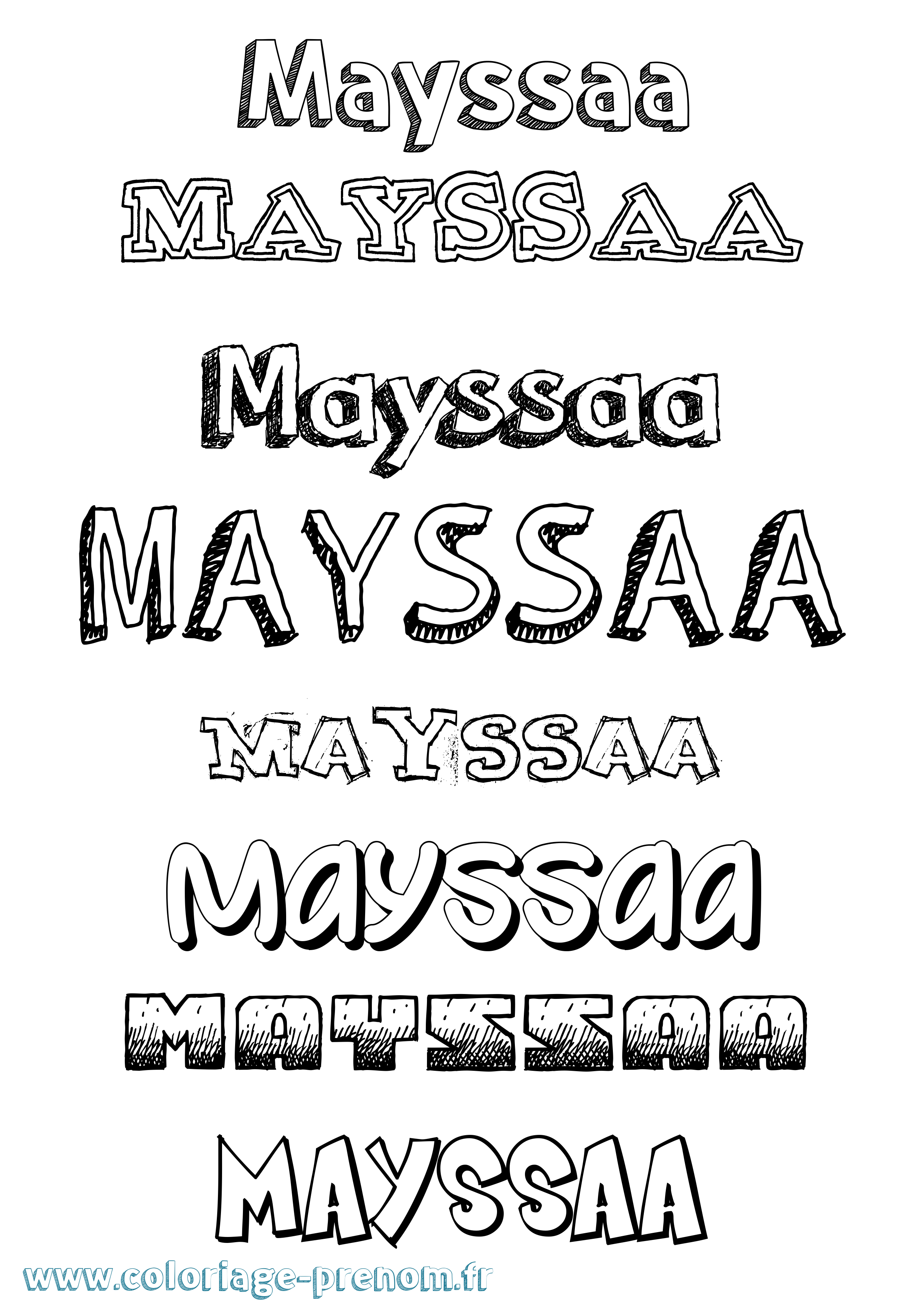 Coloriage prénom Mayssaa Dessiné