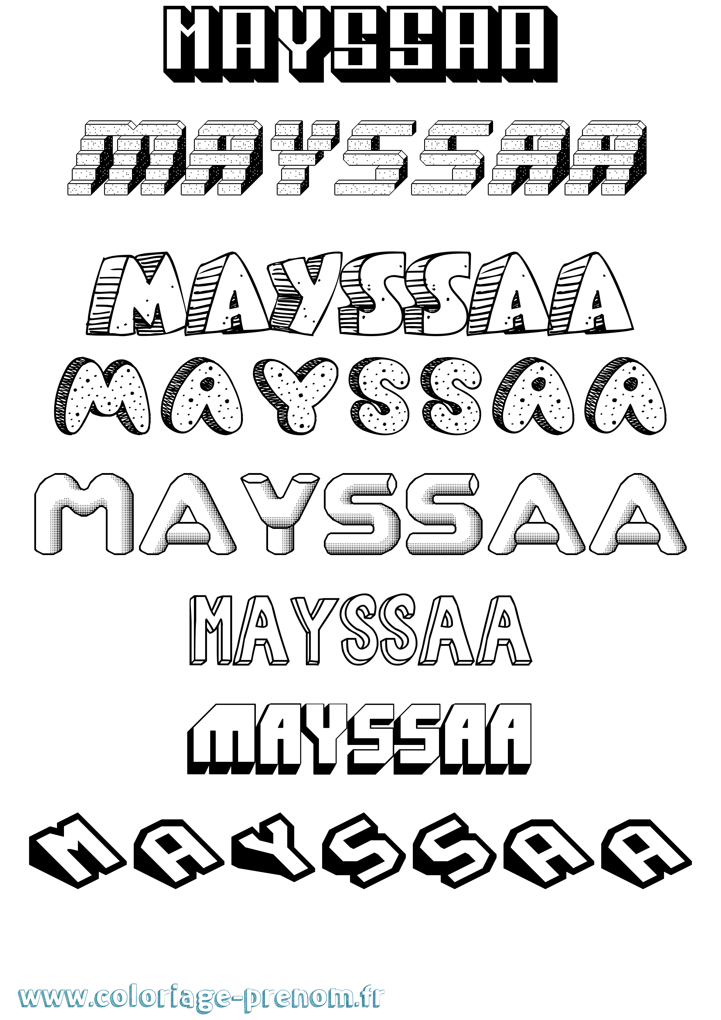 Coloriage prénom Mayssaa Effet 3D