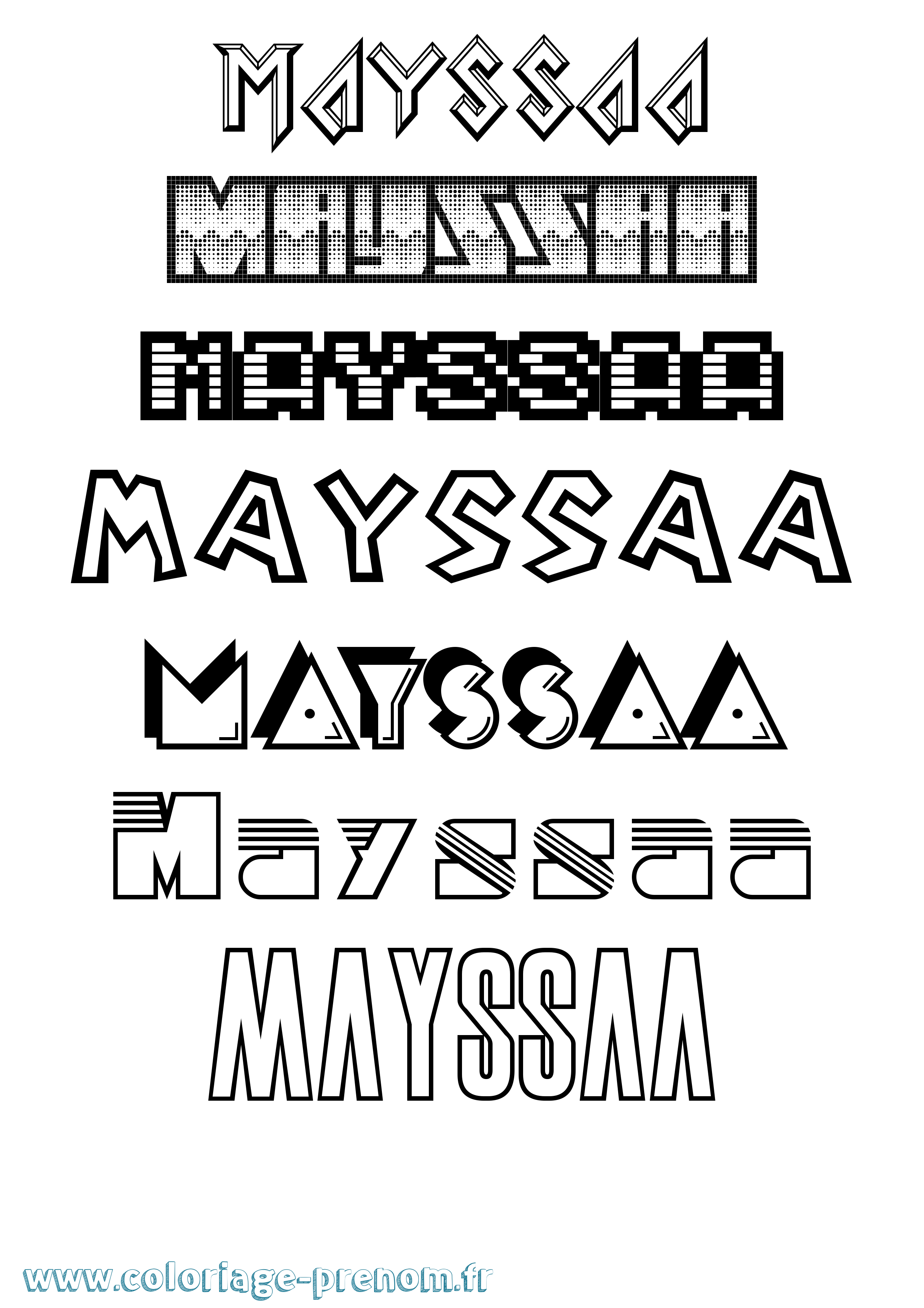 Coloriage prénom Mayssaa Jeux Vidéos