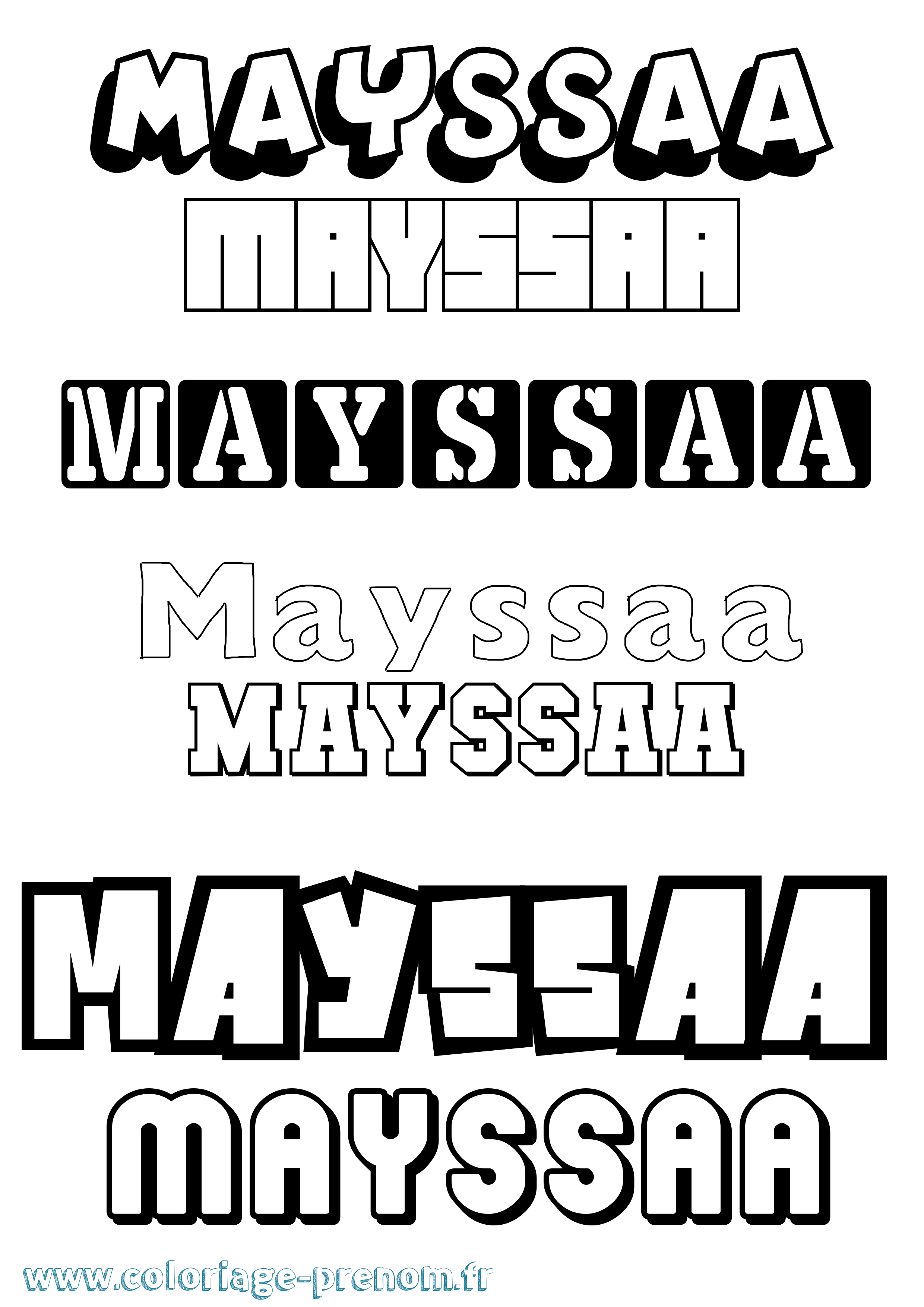 Coloriage prénom Mayssaa Simple