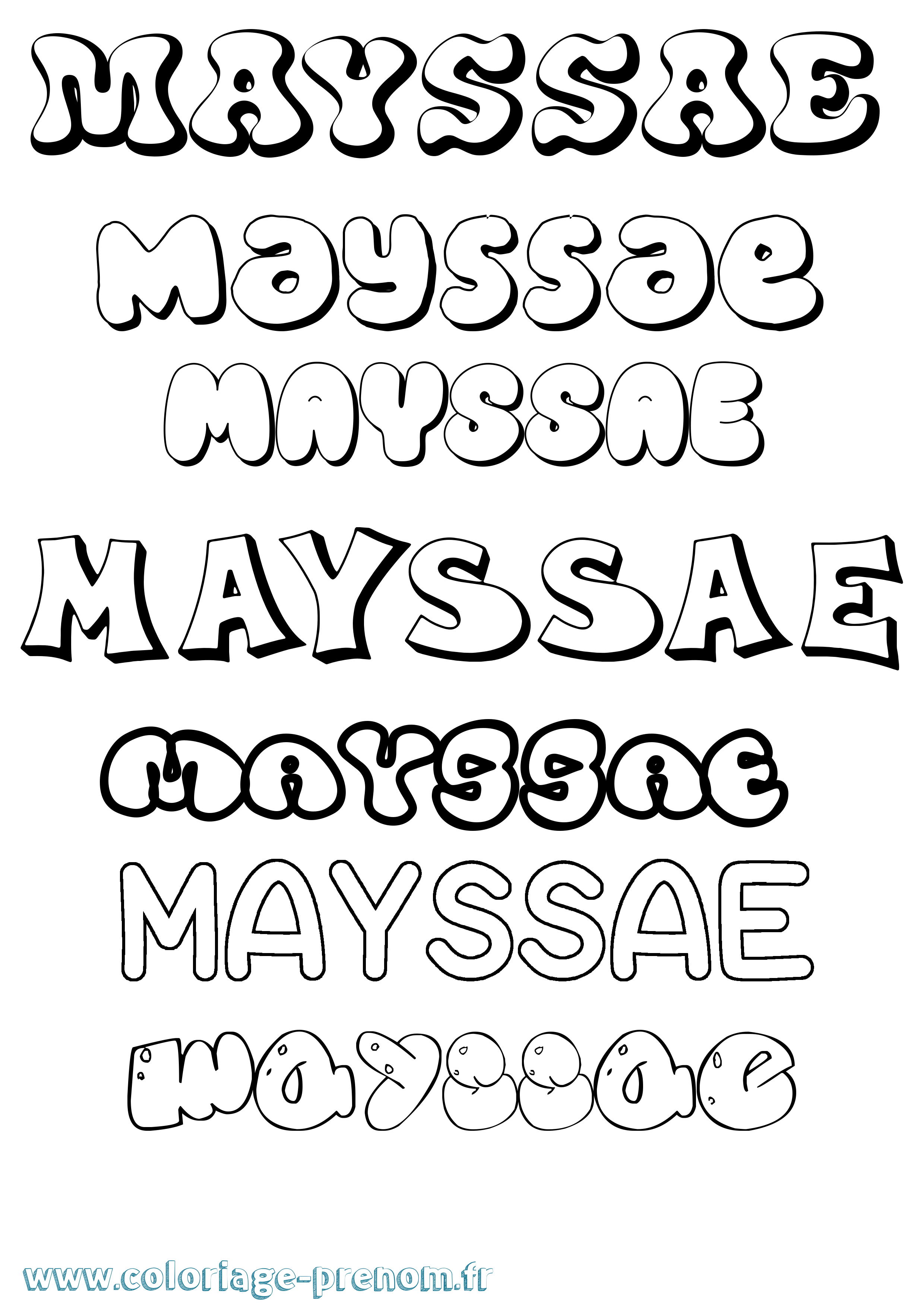 Coloriage Mayssae Bubble Coloriage prénom Mayssae Bubble
