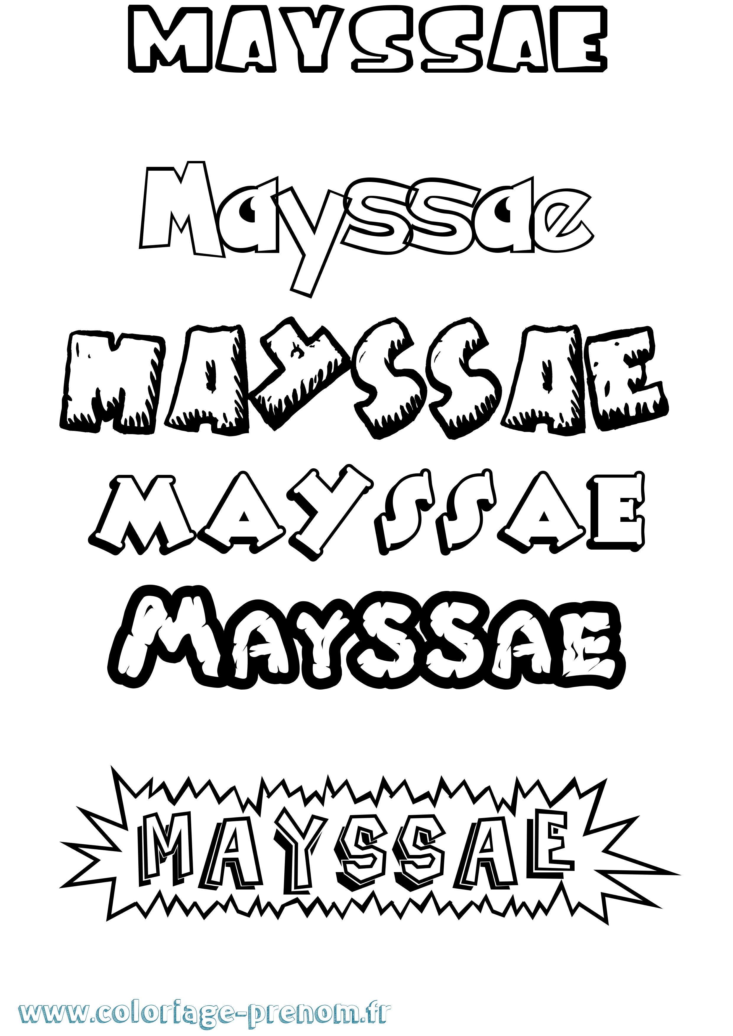 Coloriage prénom Mayssae Dessin Animé