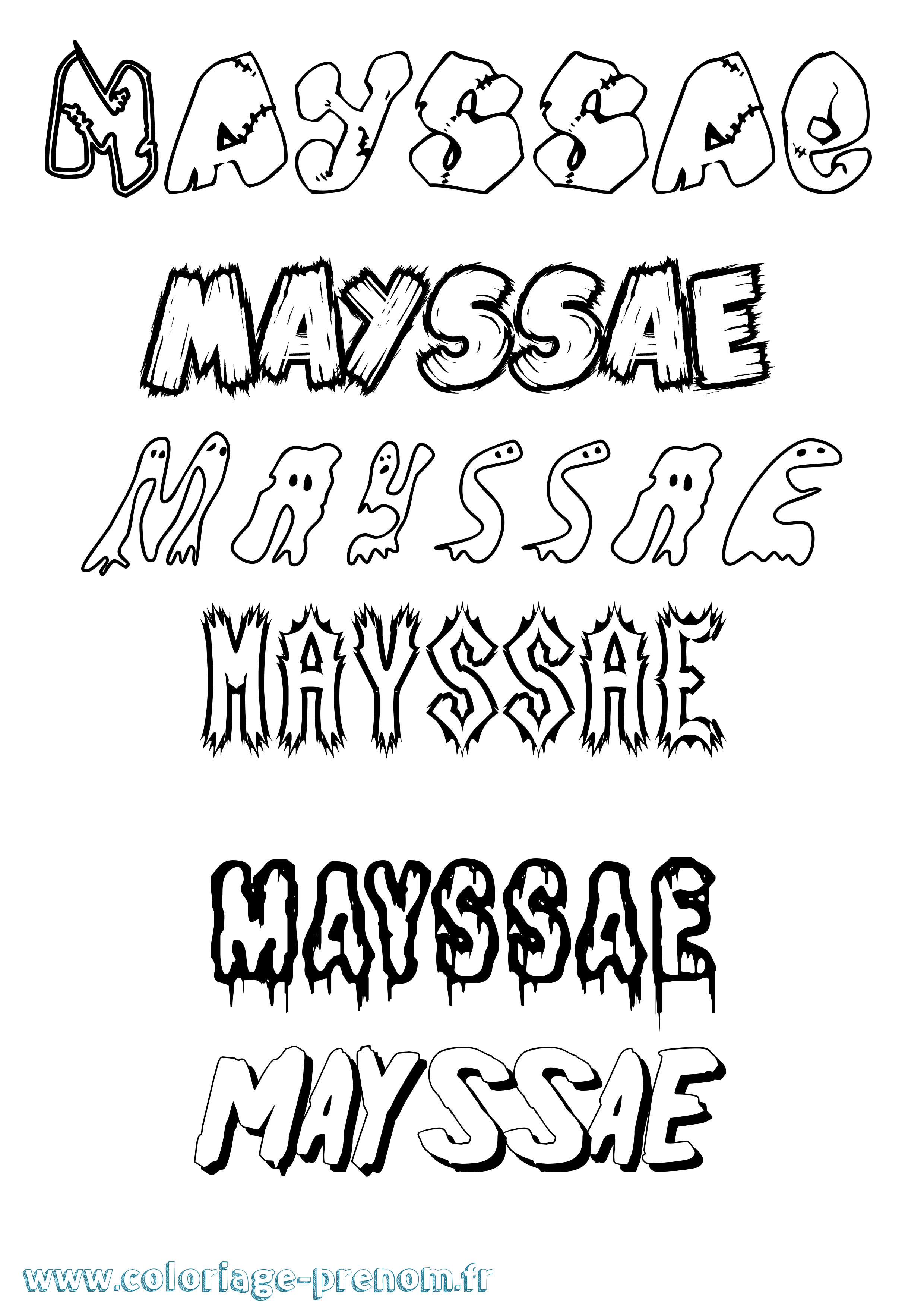 Coloriage prénom Mayssae Frisson