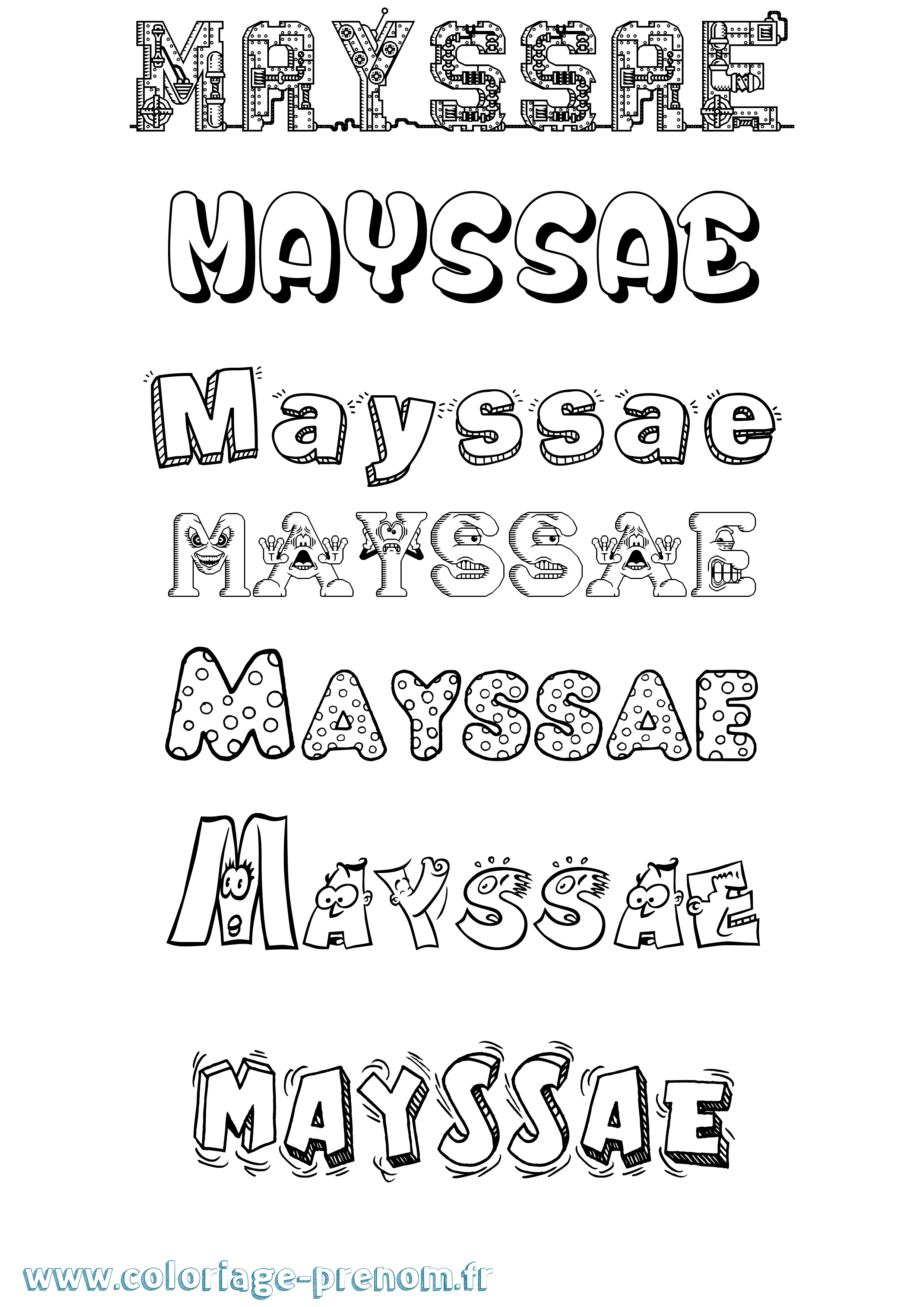 Coloriage prénom Mayssae Fun