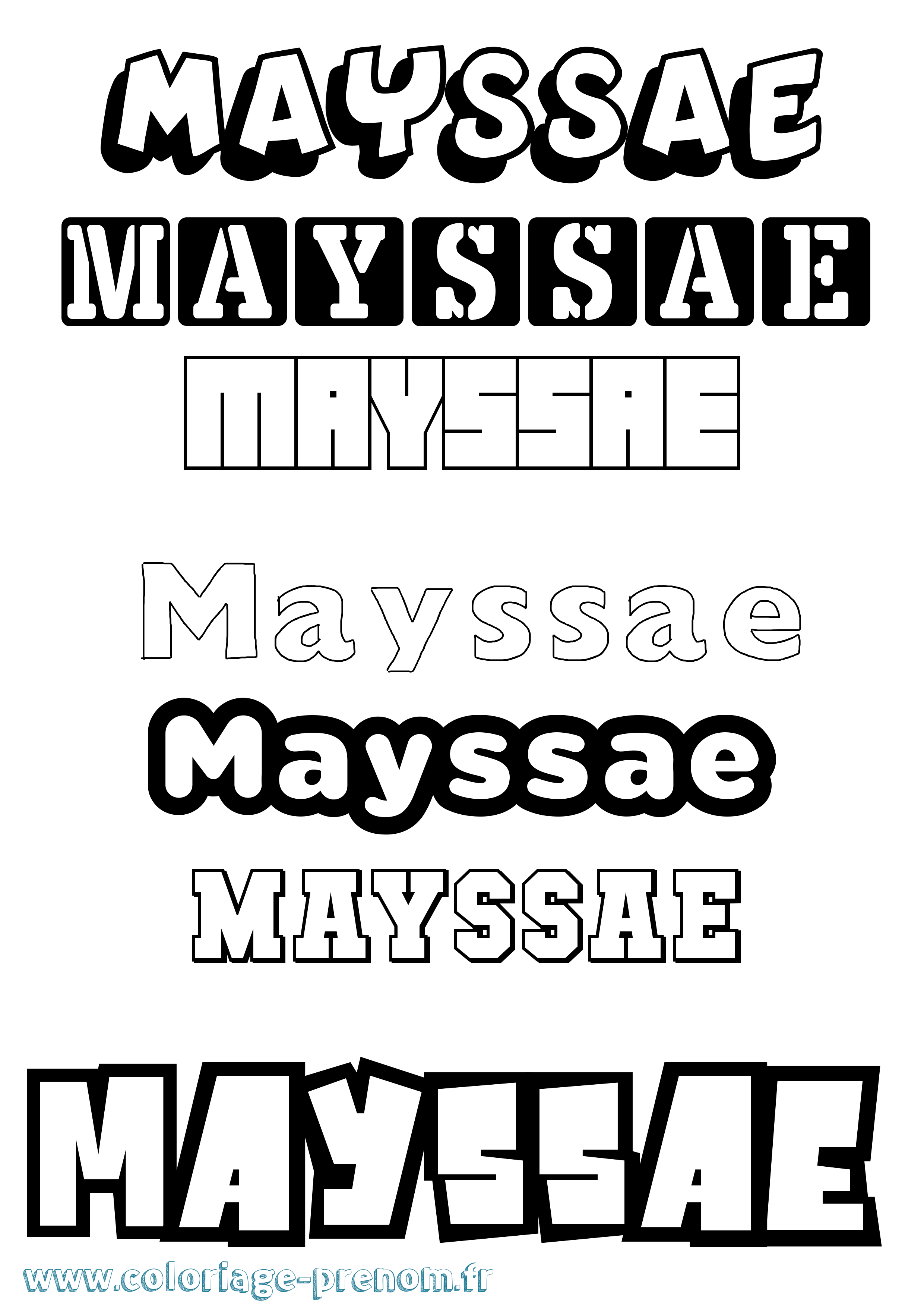 Coloriage prénom Mayssae Simple