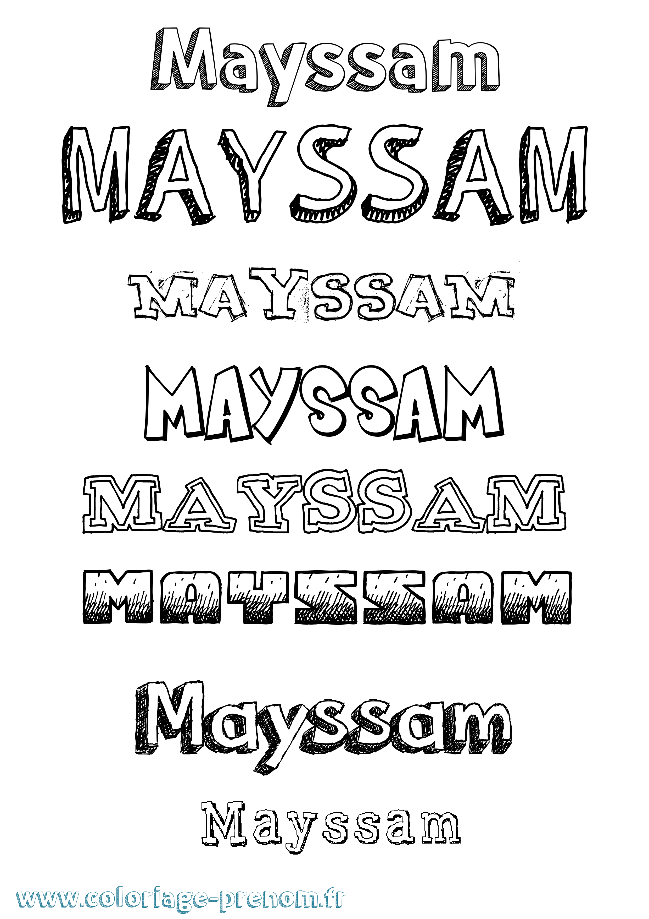 Coloriage prénom Mayssam Dessiné