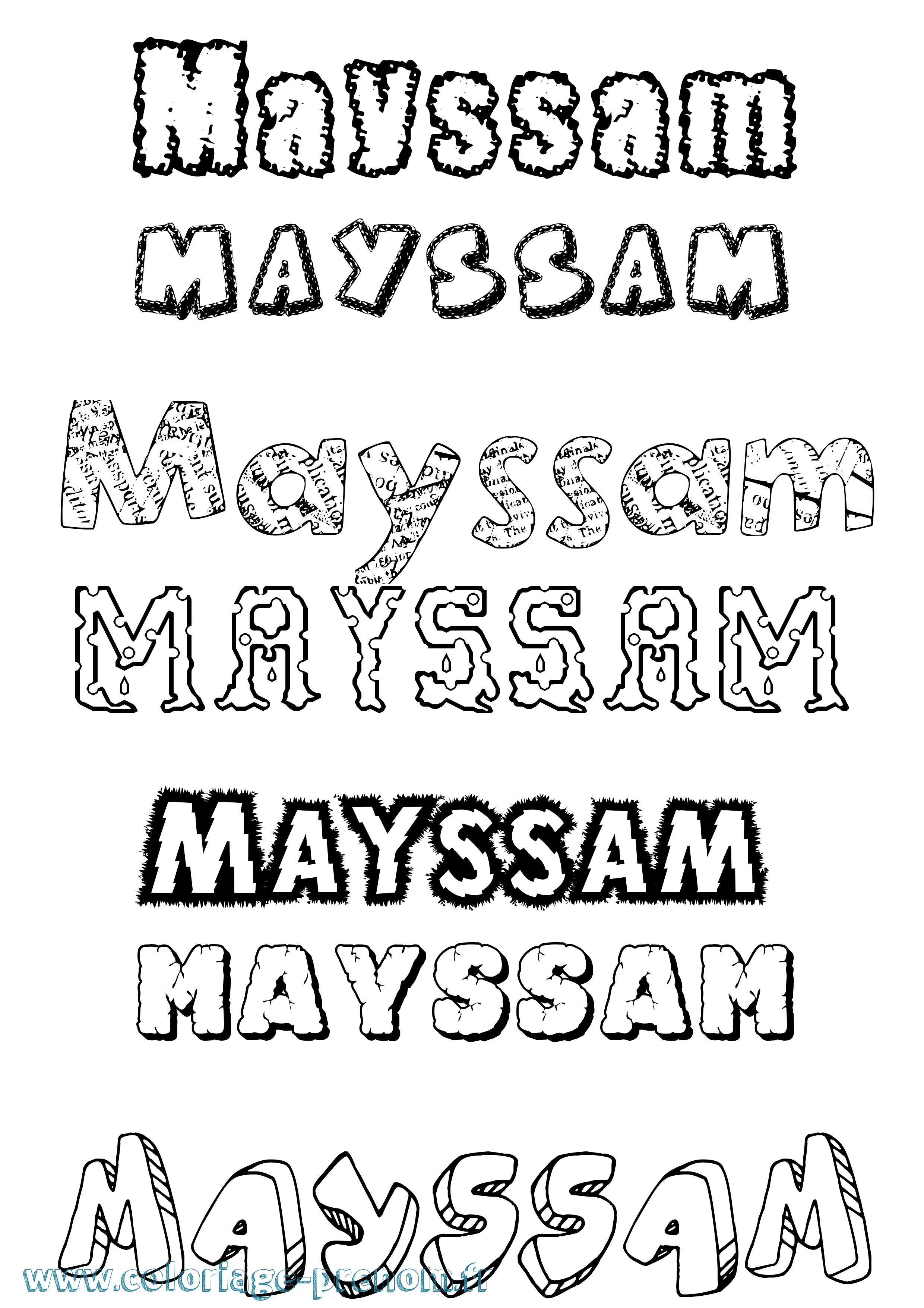 Coloriage prénom Mayssam Destructuré