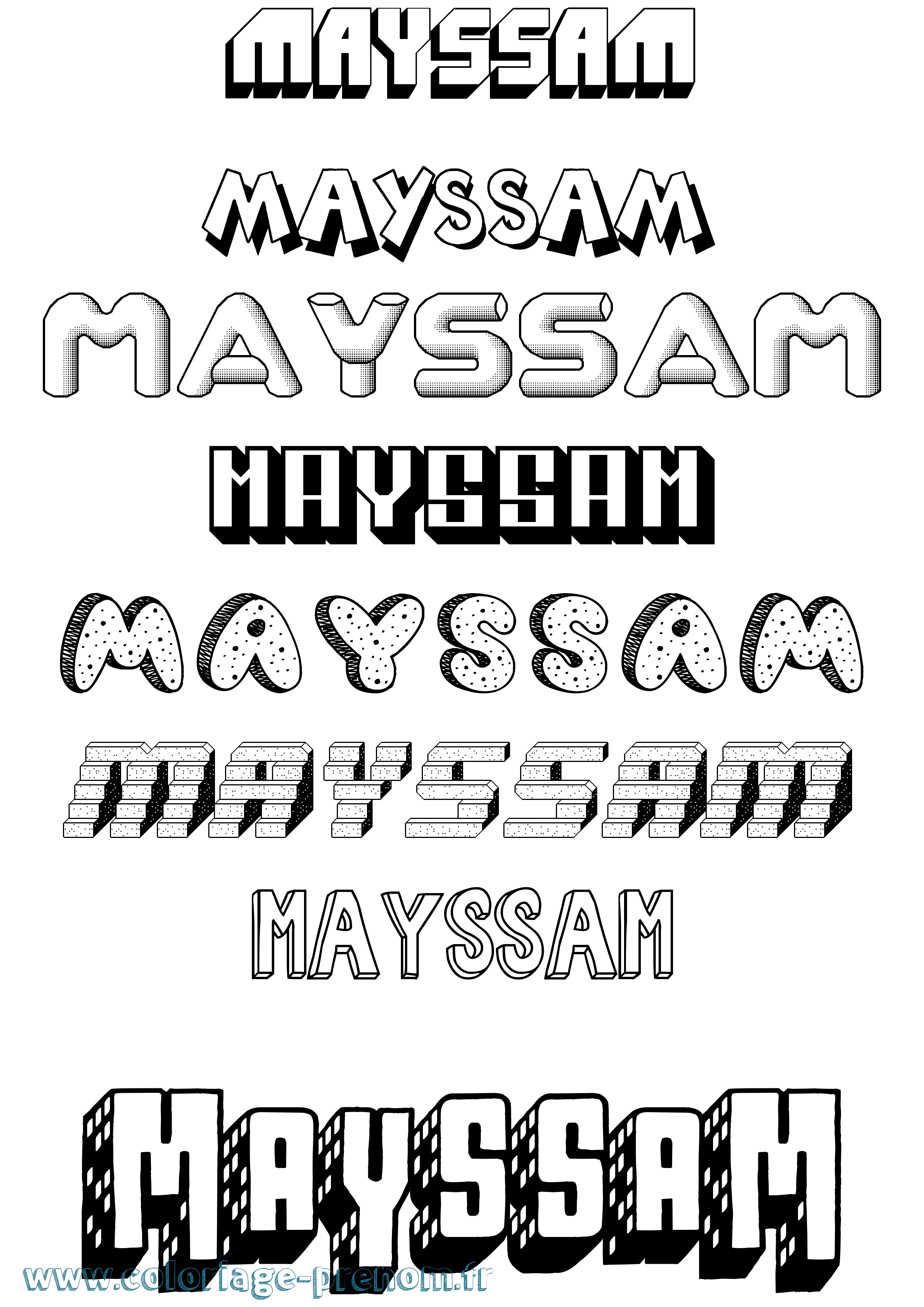 Coloriage prénom Mayssam Effet 3D