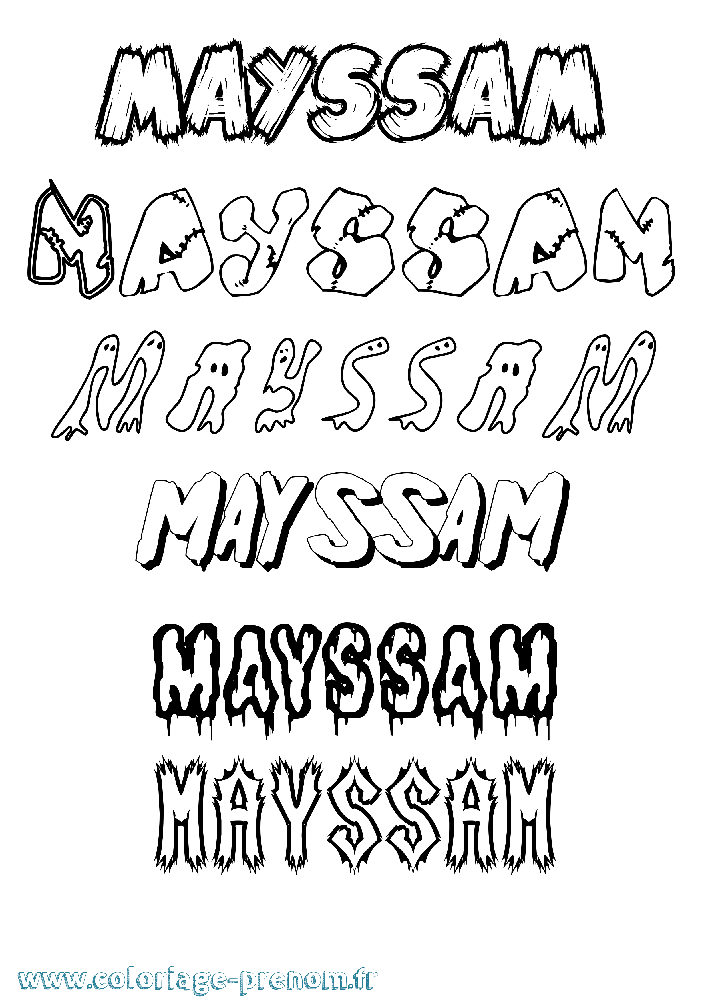 Coloriage prénom Mayssam Frisson
