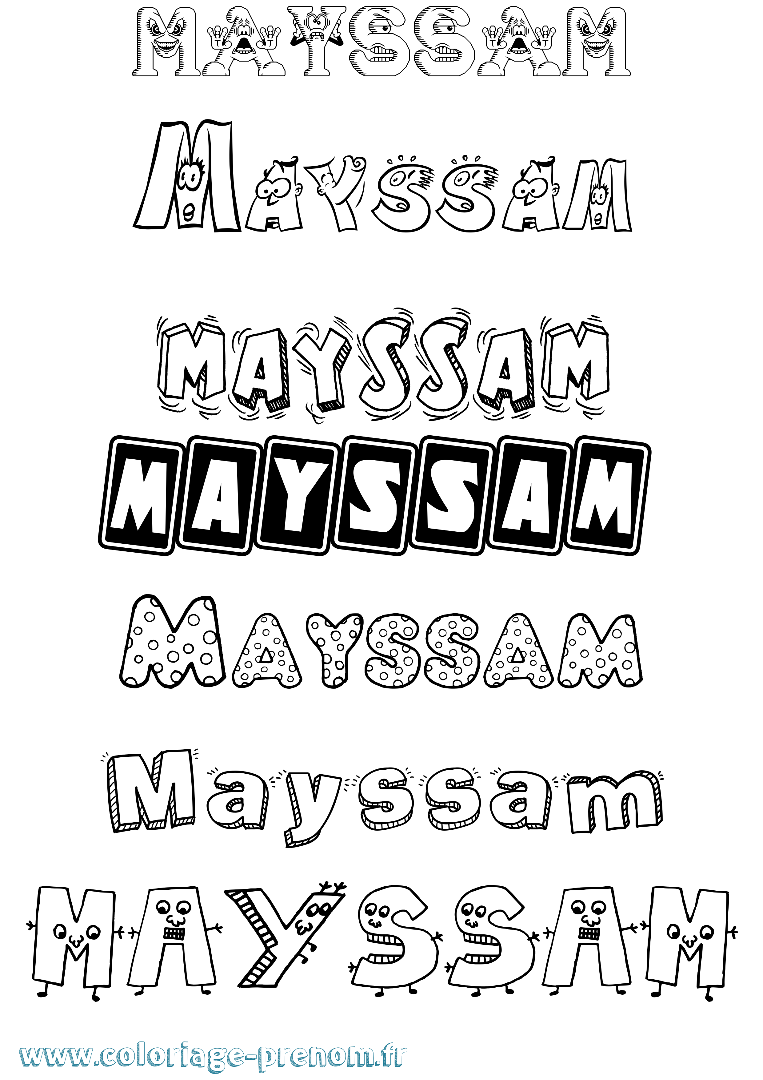 Coloriage prénom Mayssam Fun