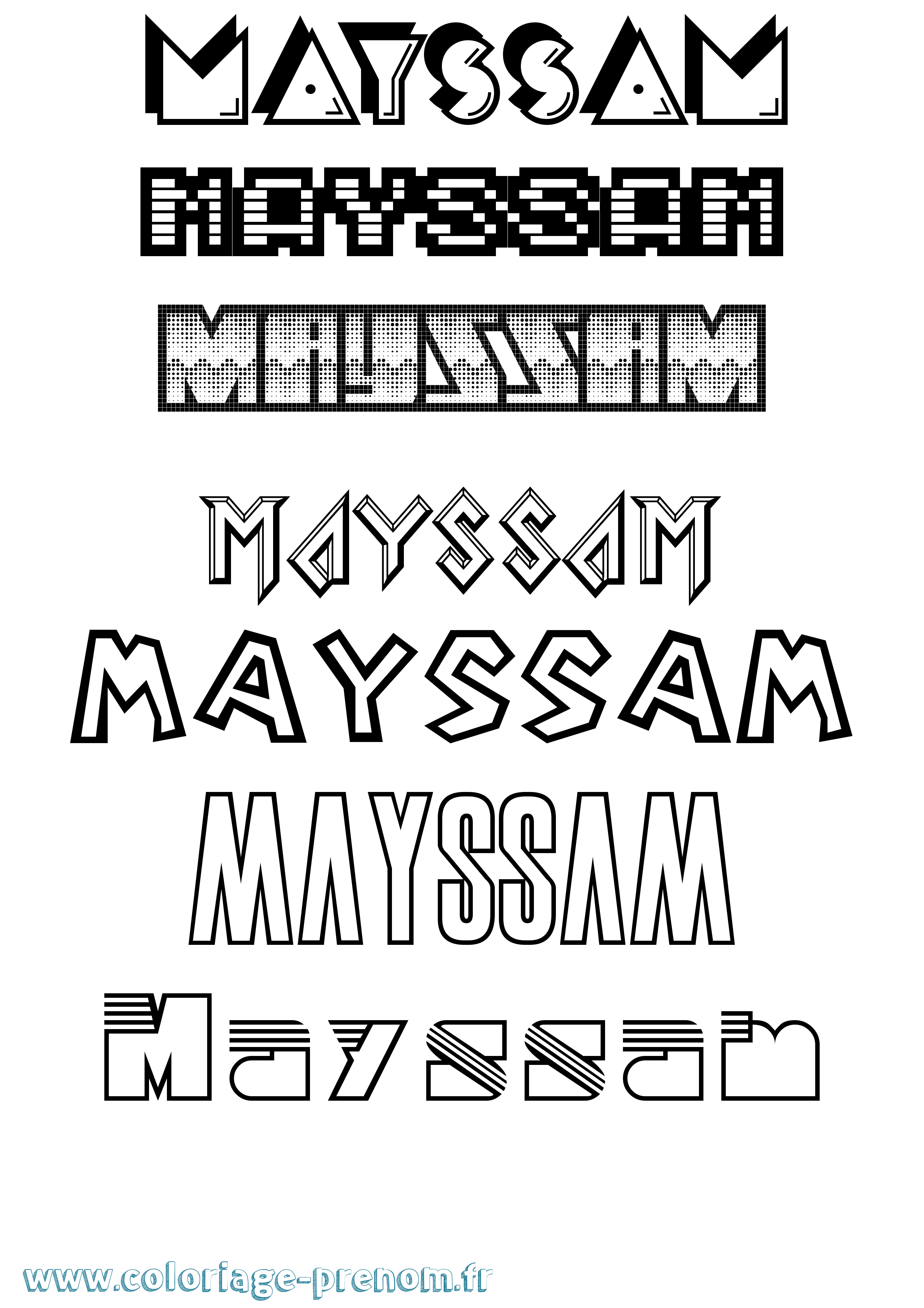 Coloriage prénom Mayssam Jeux Vidéos