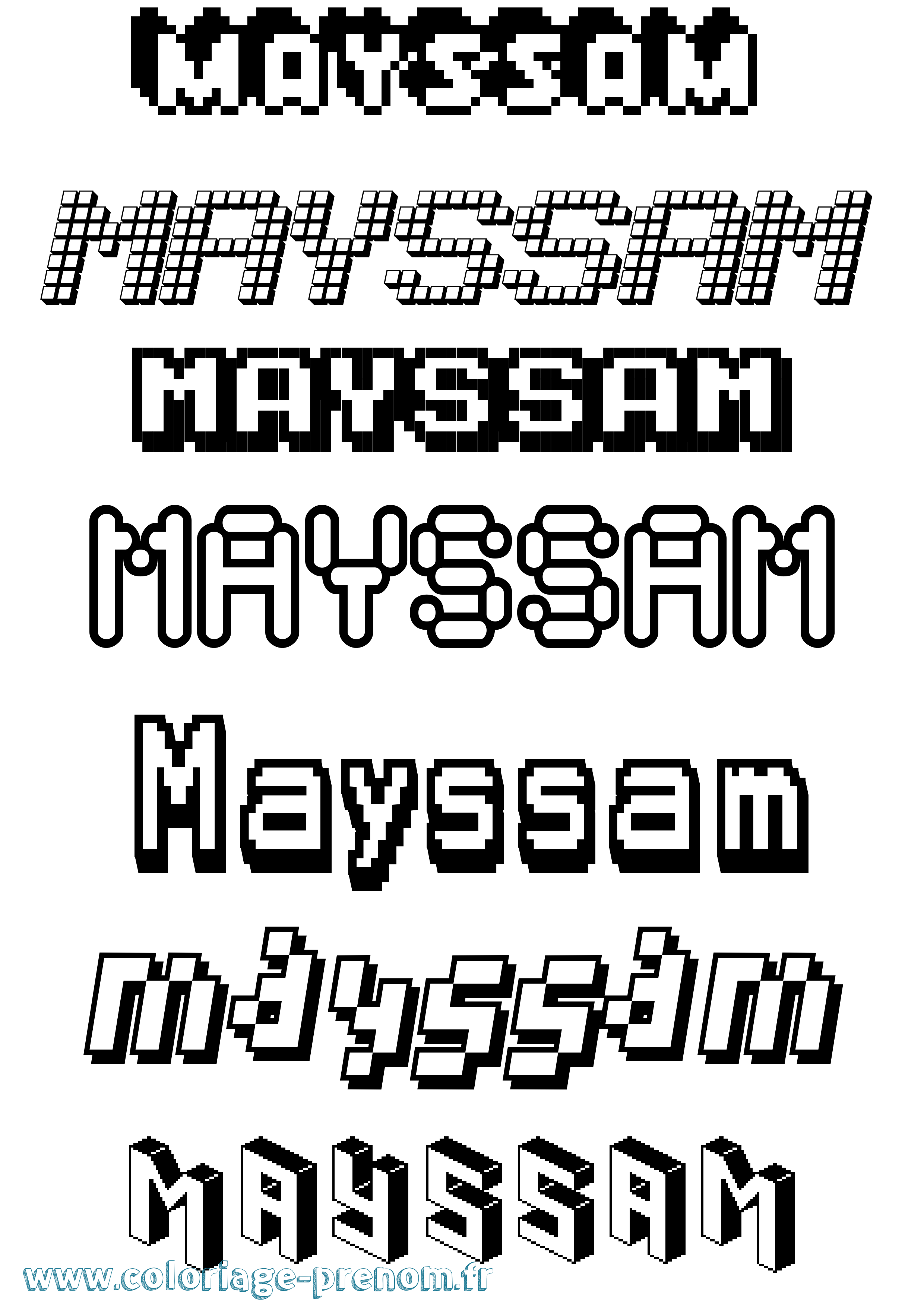 Coloriage prénom Mayssam Pixel