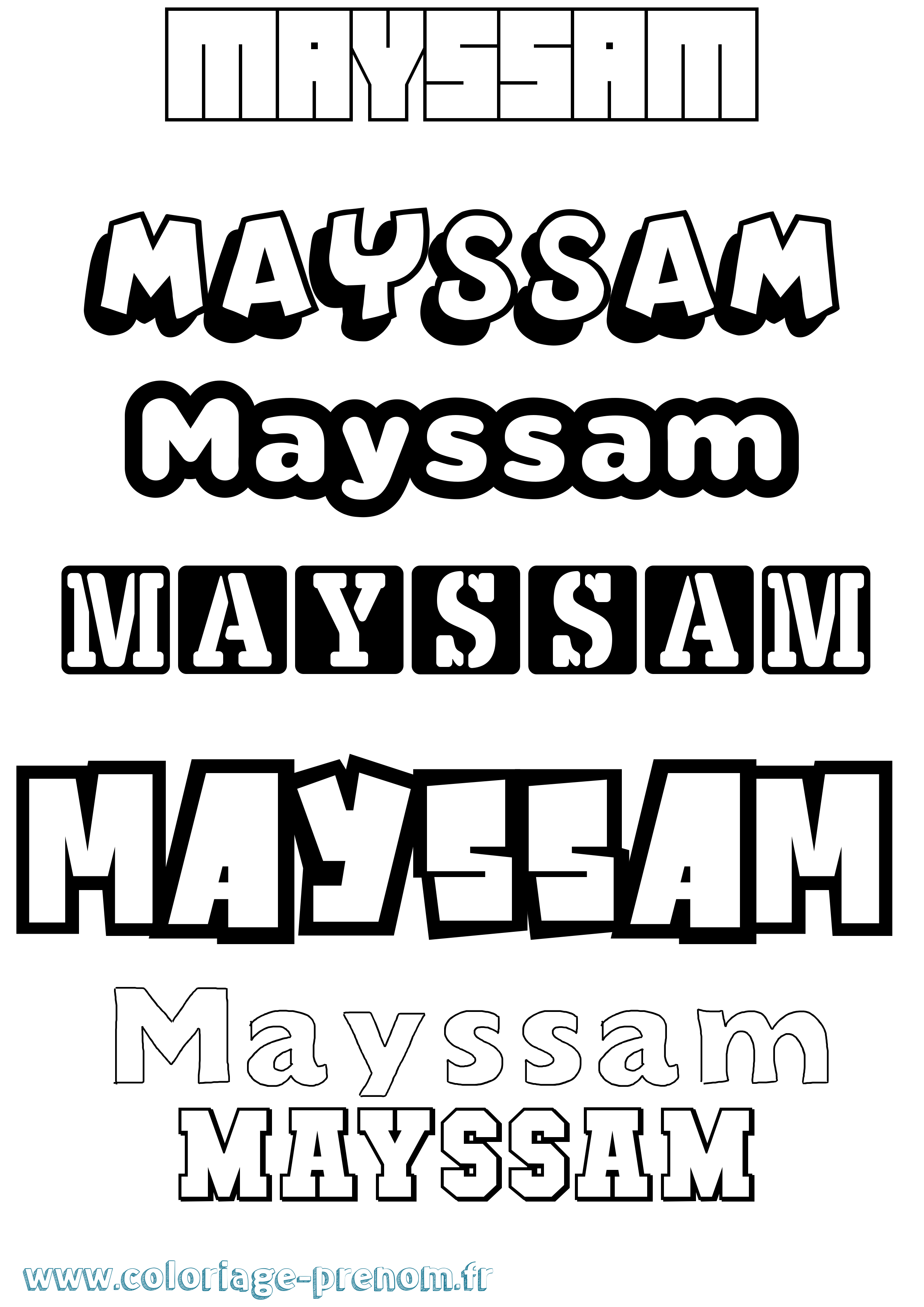 Coloriage prénom Mayssam Simple