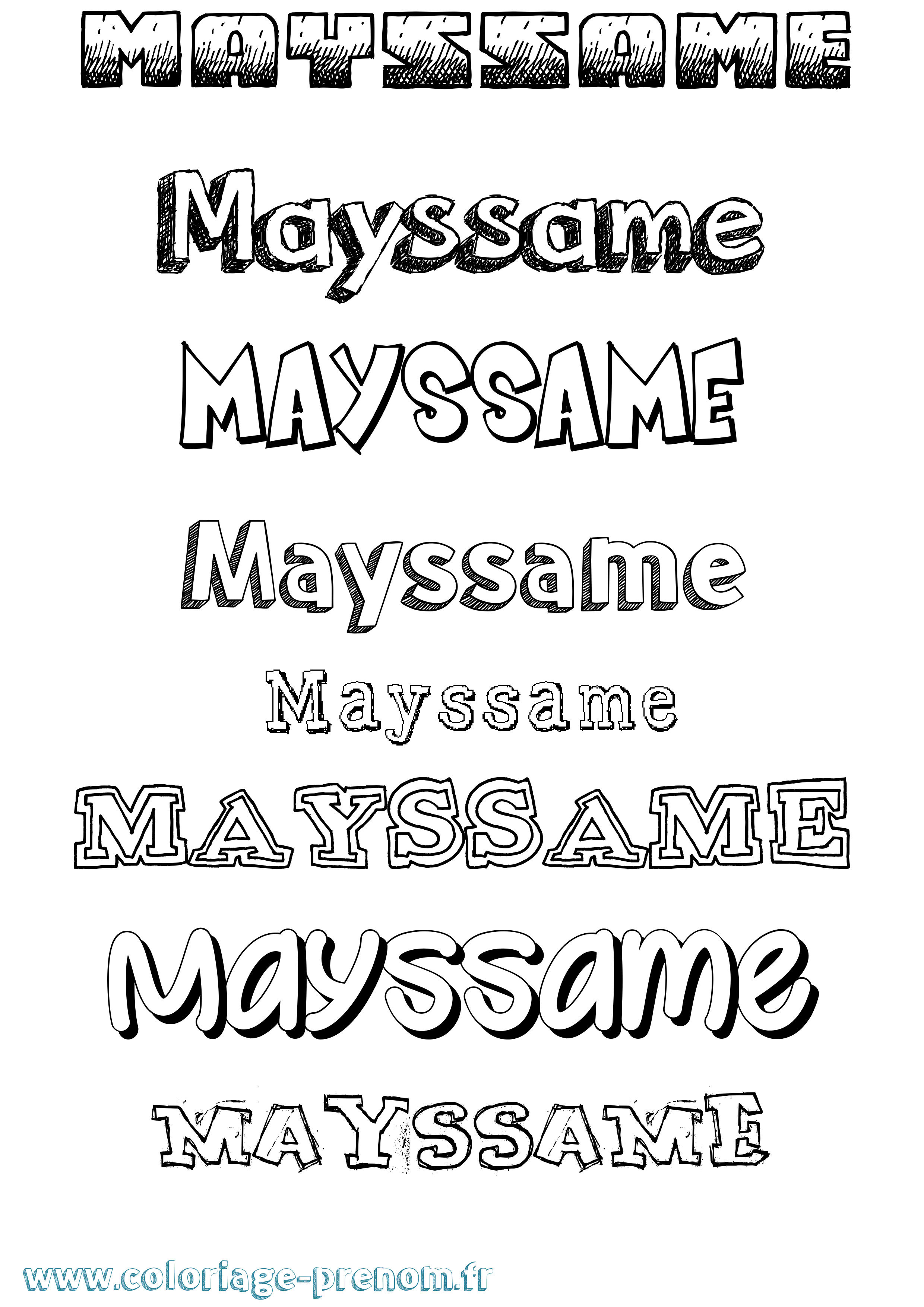 Coloriage prénom Mayssame Dessiné