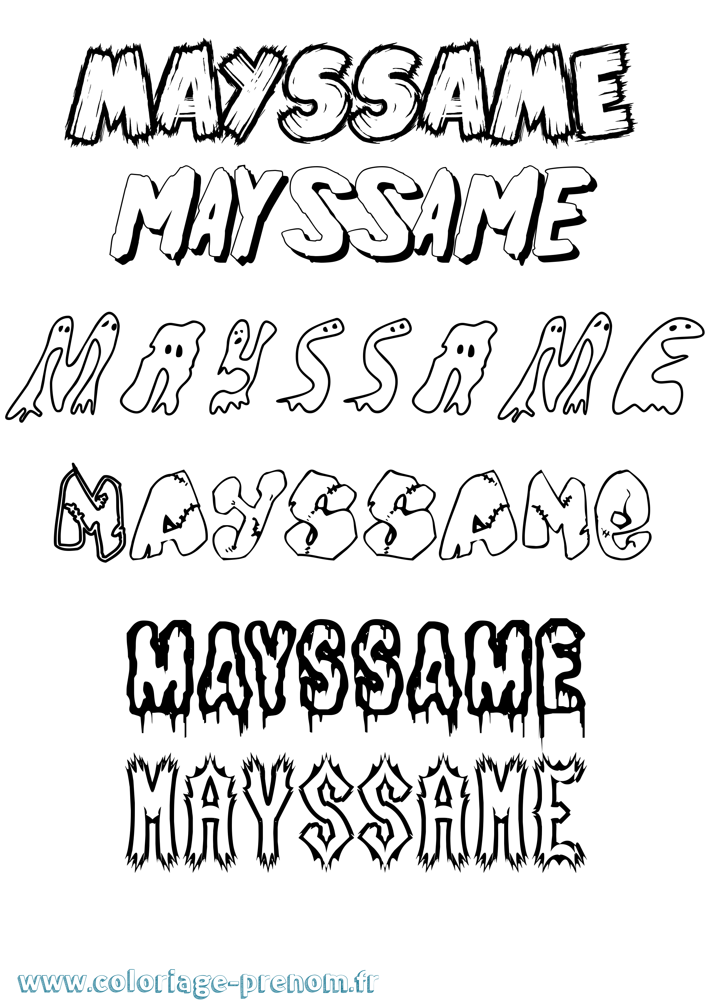 Coloriage prénom Mayssame Frisson