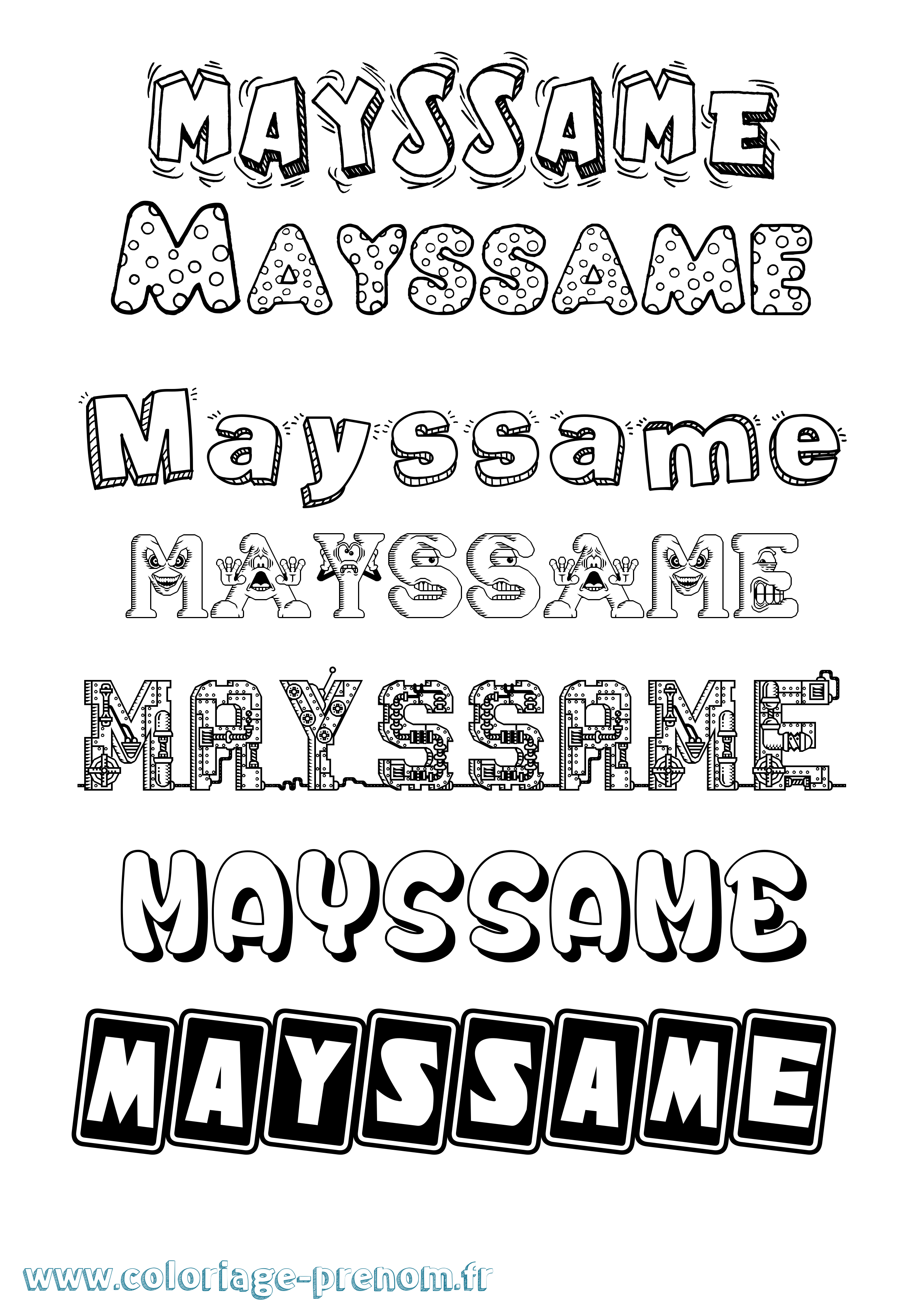 Coloriage prénom Mayssame Fun