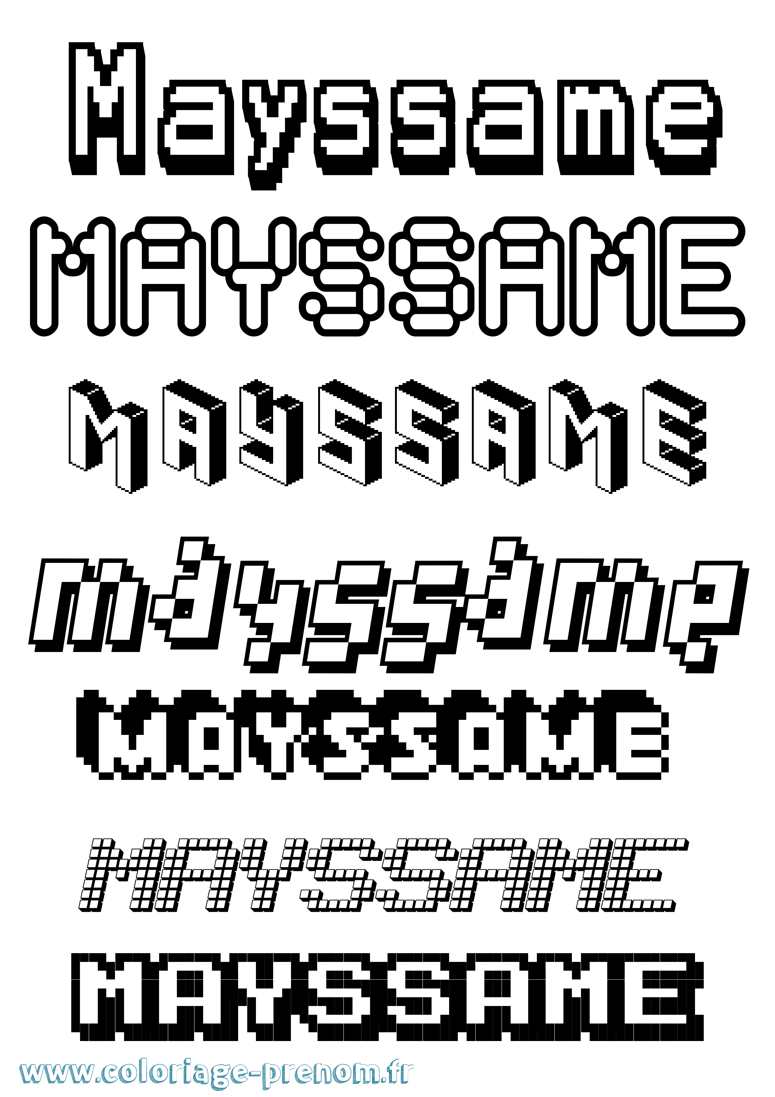 Coloriage prénom Mayssame Pixel
