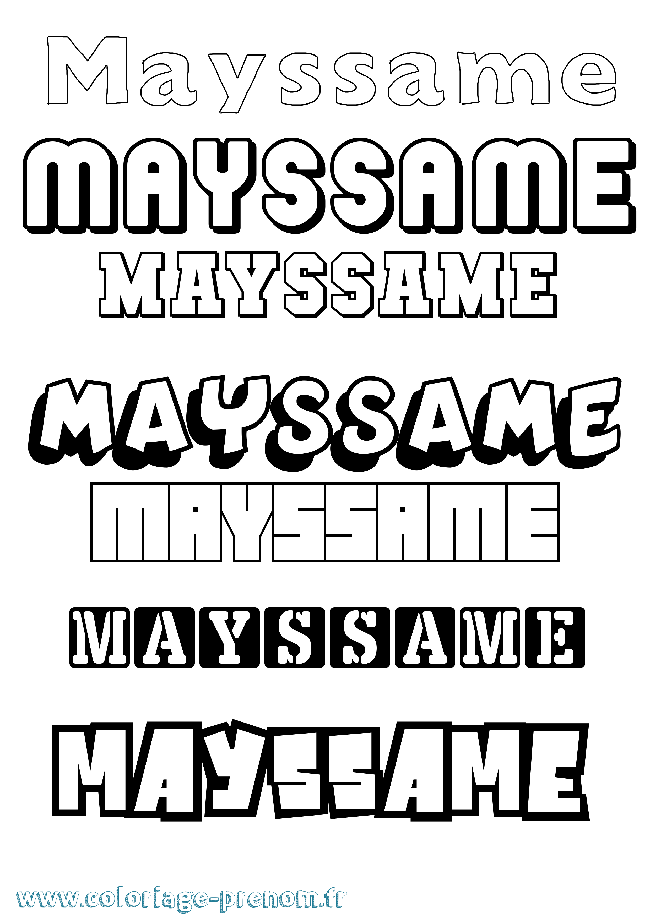 Coloriage prénom Mayssame Simple